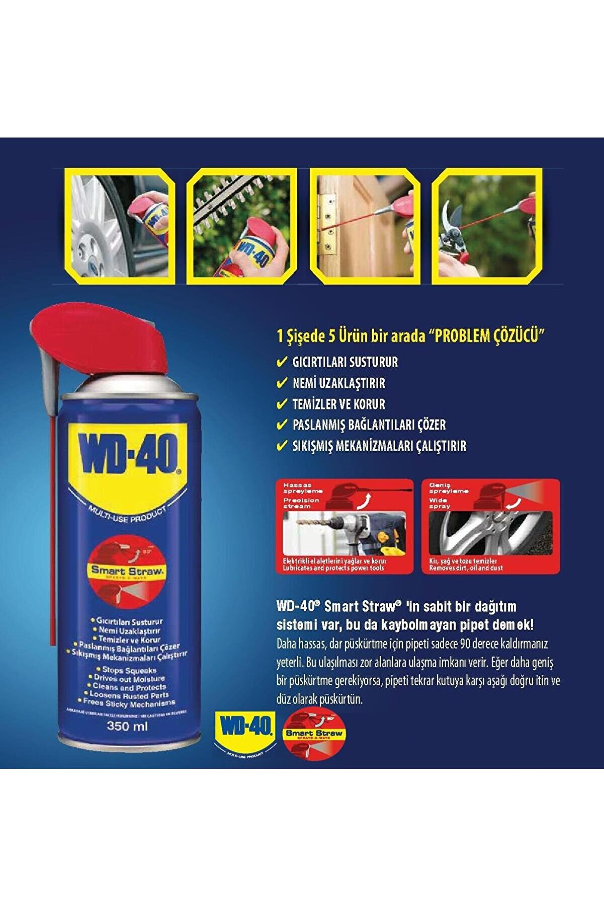 Henkel Wd 40 Smart Straw Pas S&ouml;k&uuml;c&uuml; Yağlayıcı 350 Ml