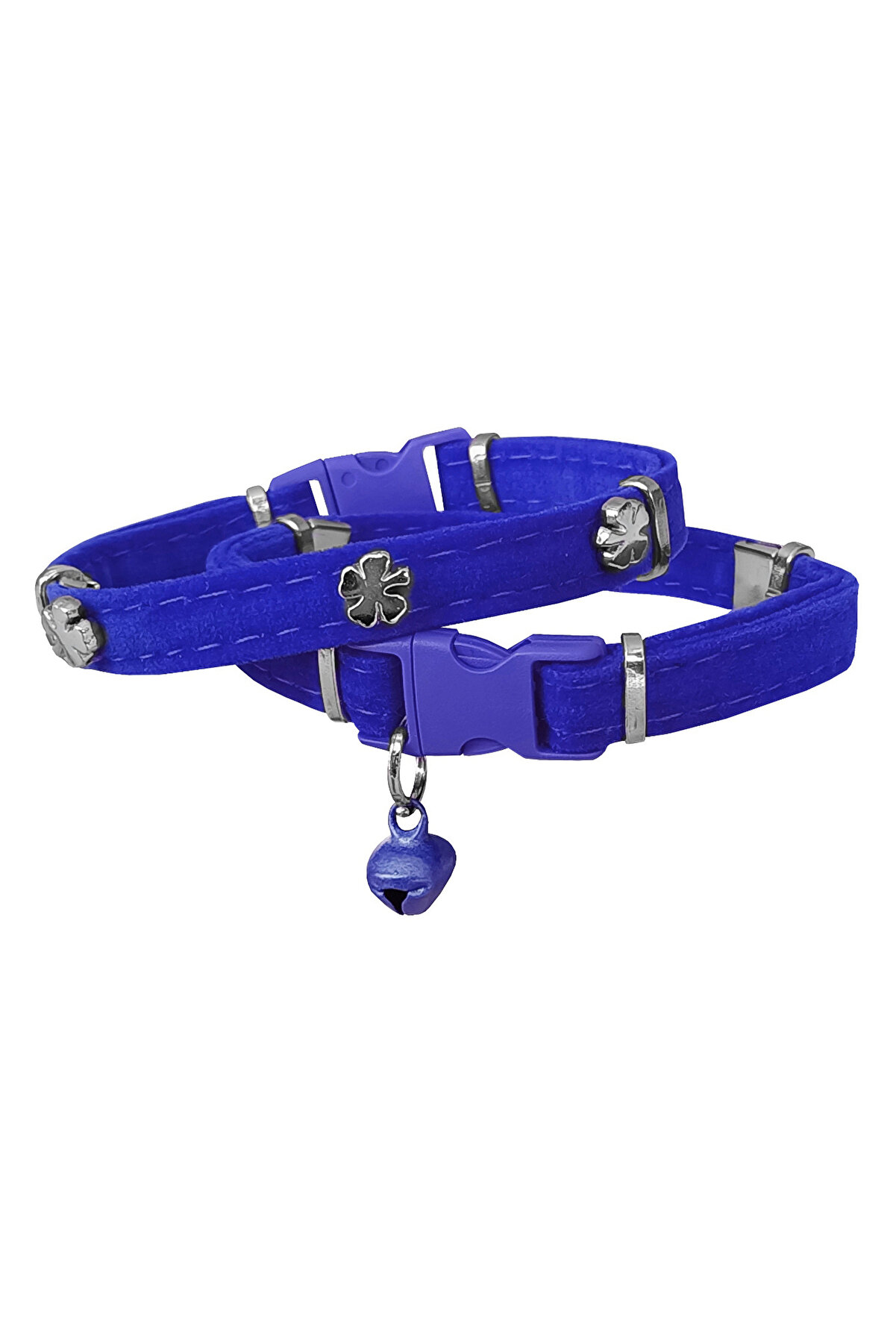 Ethab Ti̇caret Kadi̇fe Kedi̇ Boyun Tasması Yoncalı 20-32 Cm Mavi̇