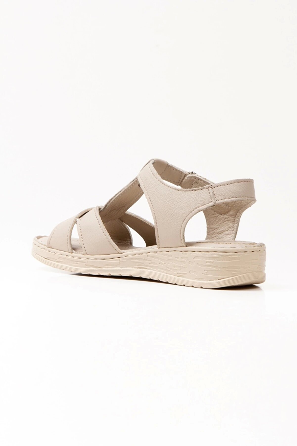 Gult Haki̇ki̇ Deri̇ Uygun Sandalet