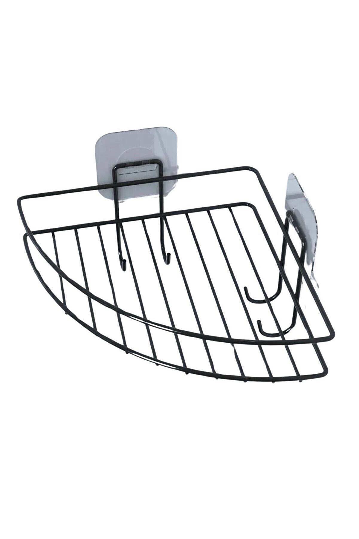 Go İthalat Yapışkanlı Banyo K&ouml;şeli̇ği̇ K&ouml;şe Rafı Duş Şampuanlık Duvar D&uuml;zenleyi̇ci̇ Raf