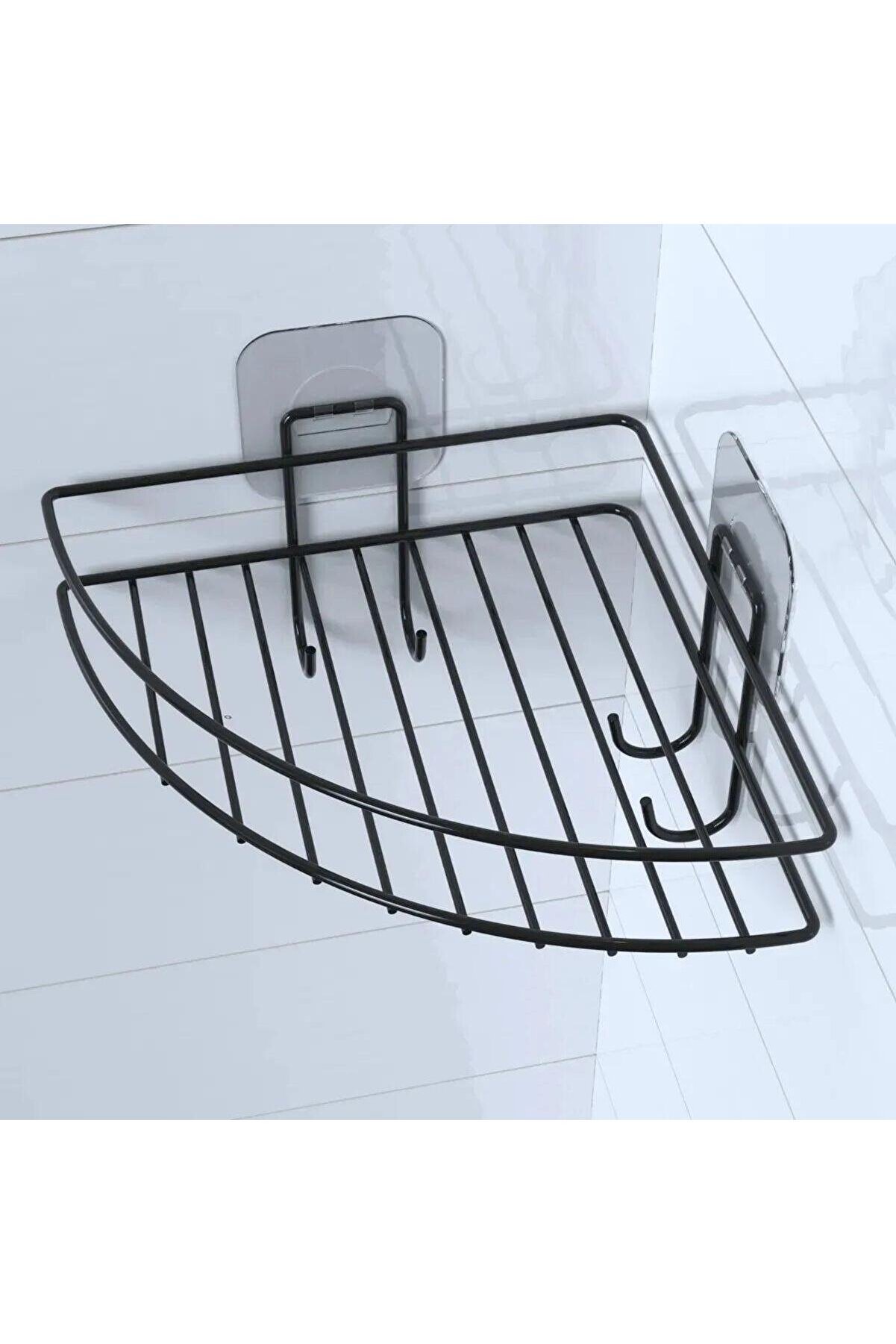 Go İthalat Yapışkanlı Banyo K&ouml;şeli̇ği̇ K&ouml;şe Rafı Duş Şampuanlık Duvar D&uuml;zenleyi̇ci̇ Raf