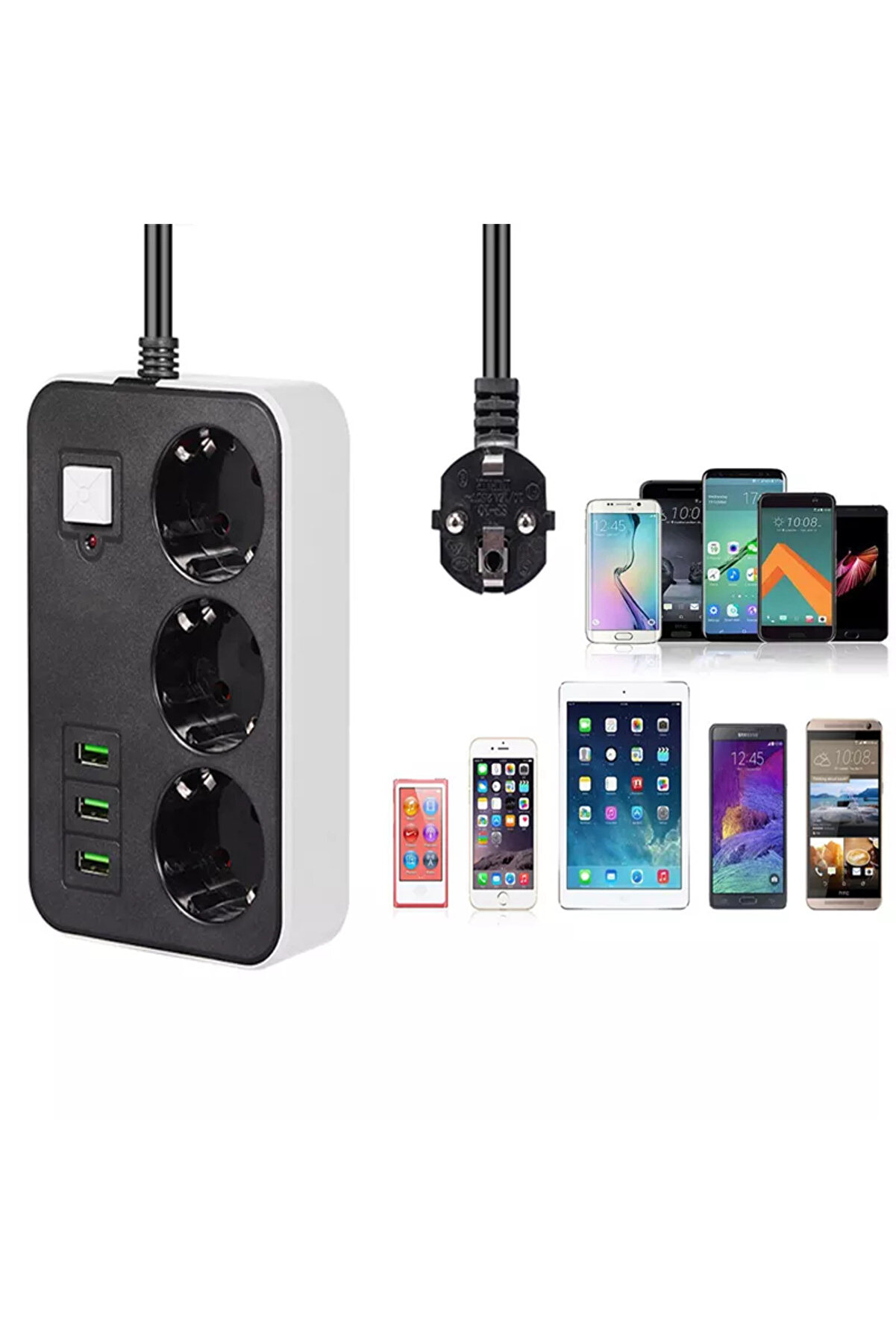 Go İthalat 3 Usb Li̇ 3 L&uuml; 1.8 M Akım Korumalı Pri̇z (4744)