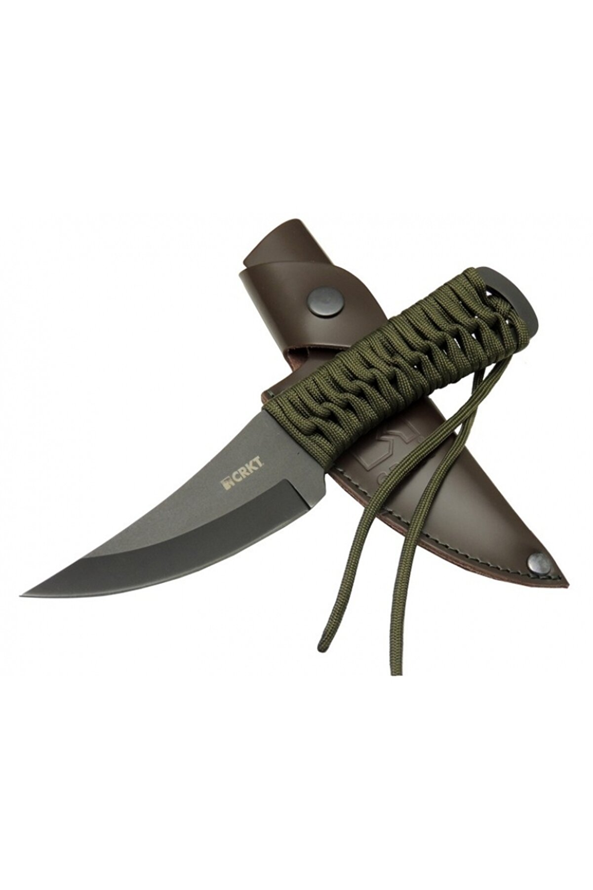 evimdeyokyok Crkt Scrub Fixed 2712 BK Siyah Kamp / Outdoor Bıçak 22,5cm - İpli Sap, Deri Kılıflı