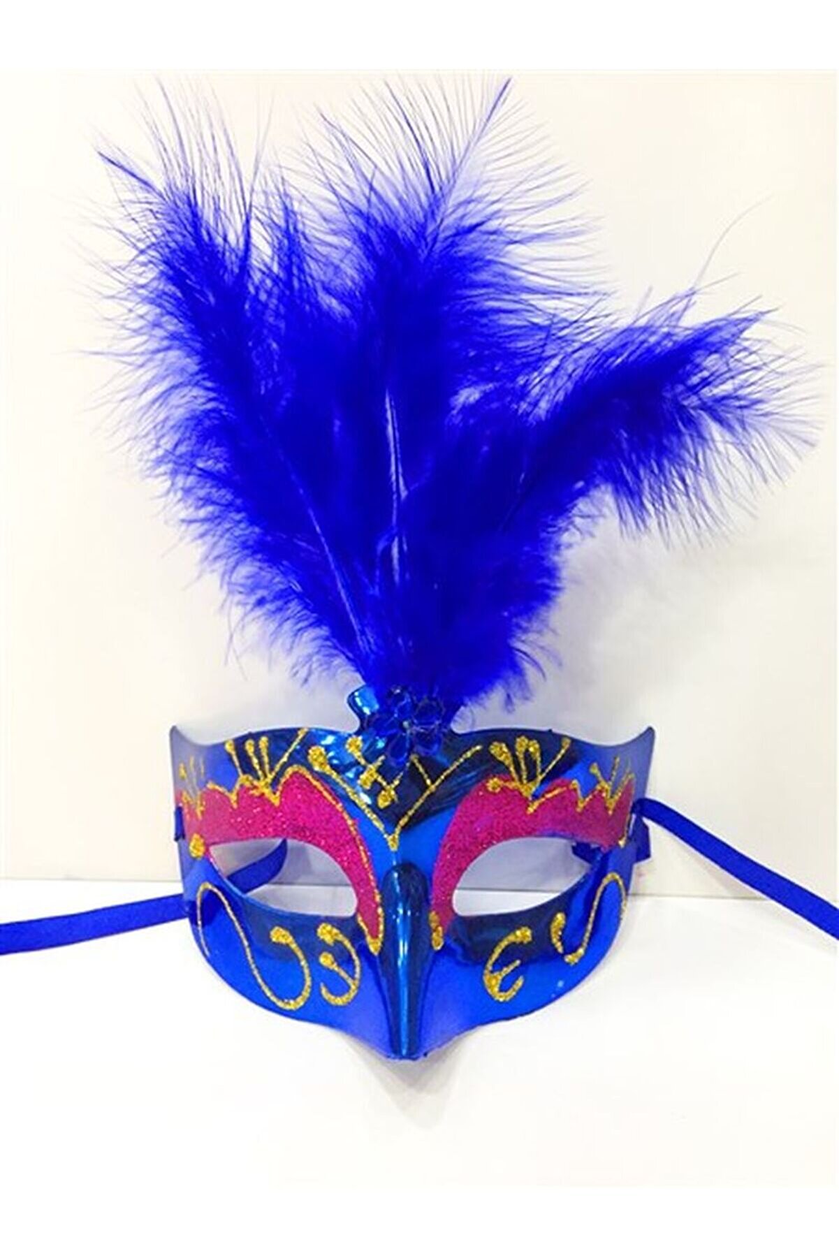 Renkli̇ Tüylü Venedi̇k Parti̇ Maskesi̇ Karışık Renk 12 Adet