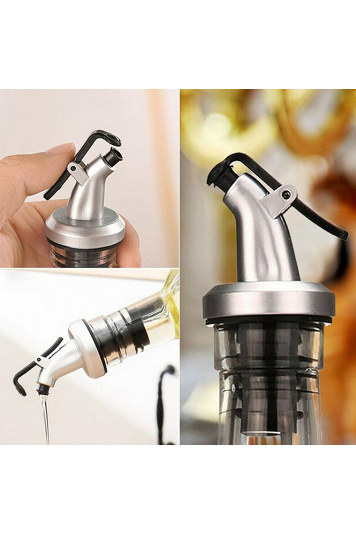 Go İthalat Kapaklı Şi̇şe Ucu Servi̇s Aparatı Damlalık Yağdanlık Tıpa 3 Adet (4457)