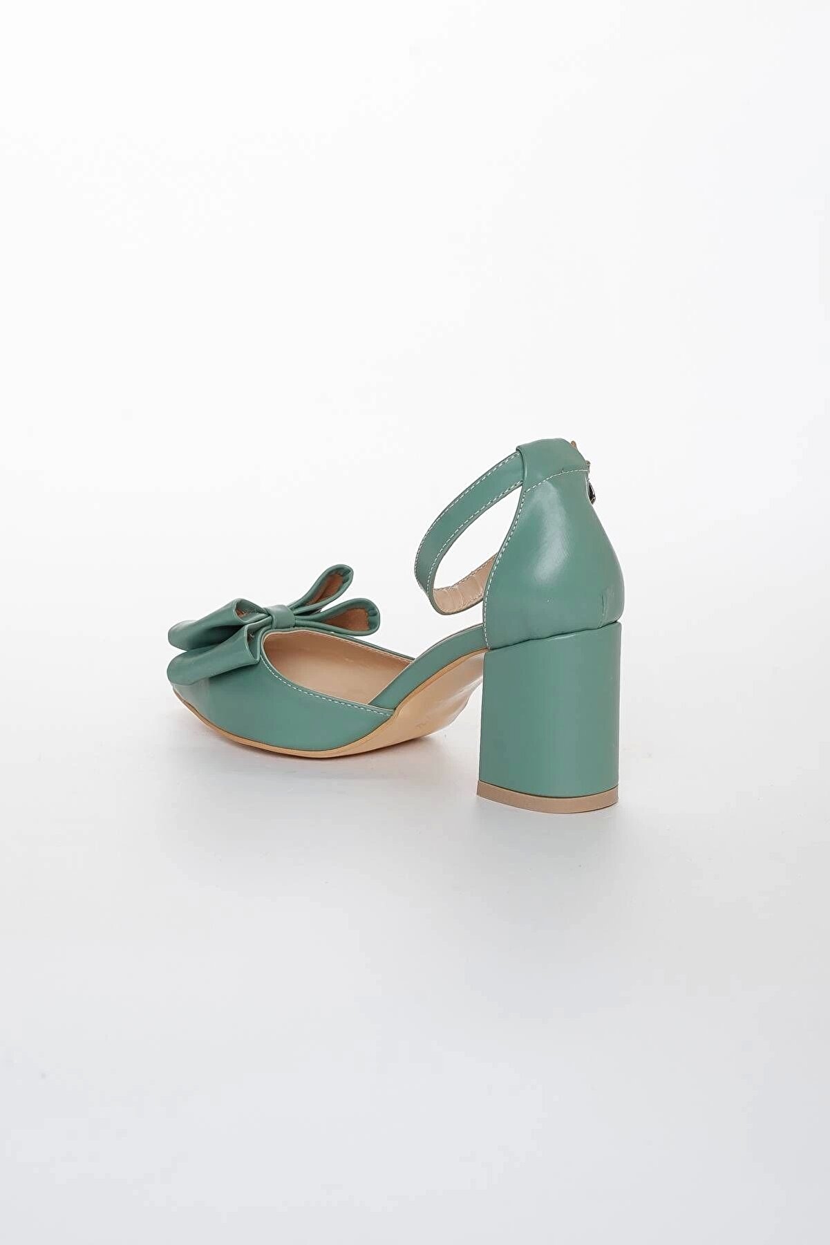 Gult Kadın Kalın Kısa Topuklu Papyonlu Yazlık Ayakkabı Yeşi̇l