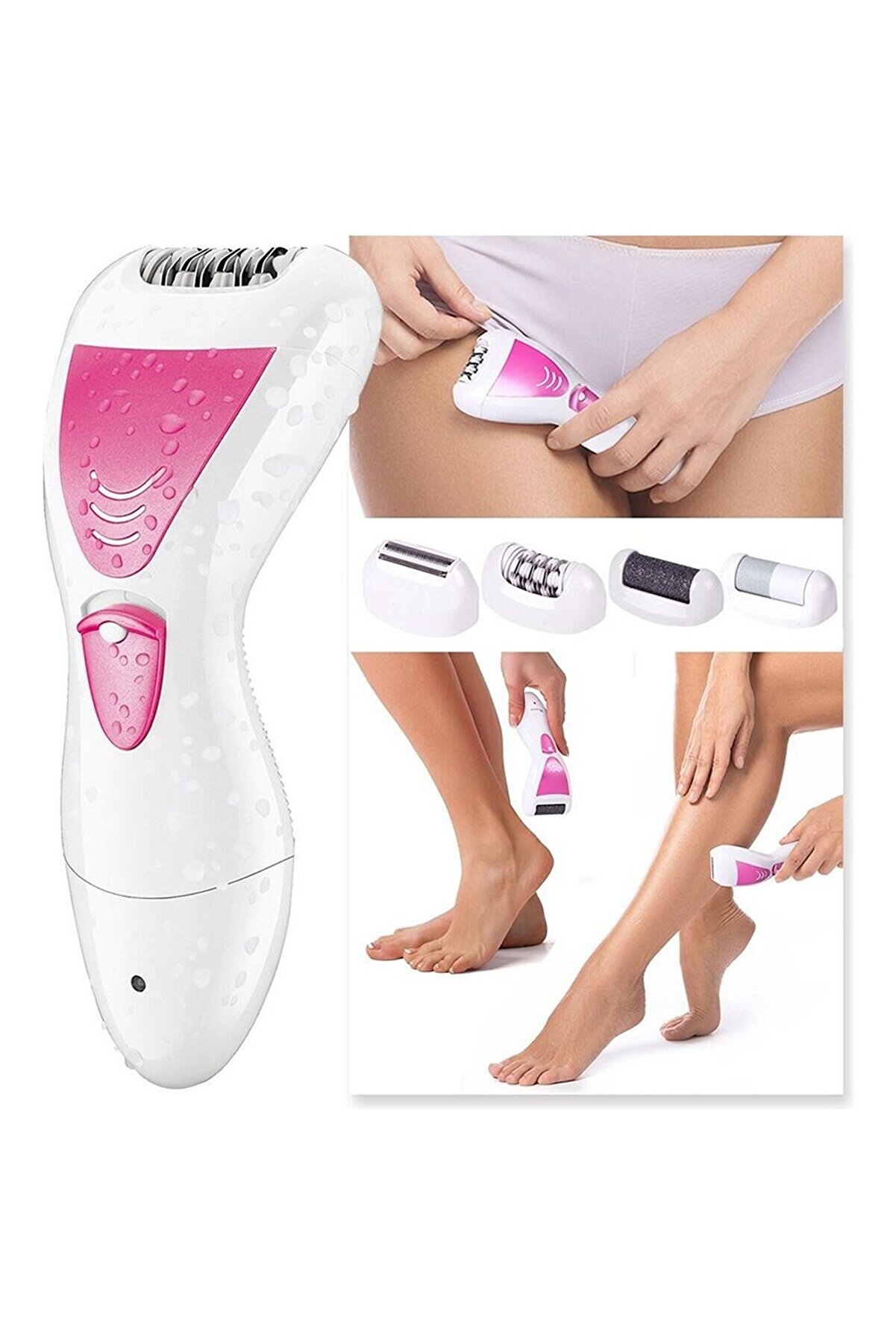 Go İthalat 4 İn 1 Su Ge&ccedil;i̇rmez Epi̇lasyon Aleti̇ Epi̇lat&ouml;r Ci̇hazı T&uuml;y Alma Maki̇nesi̇ Topuk T&ouml;rp&uuml;s&uuml; (4457)