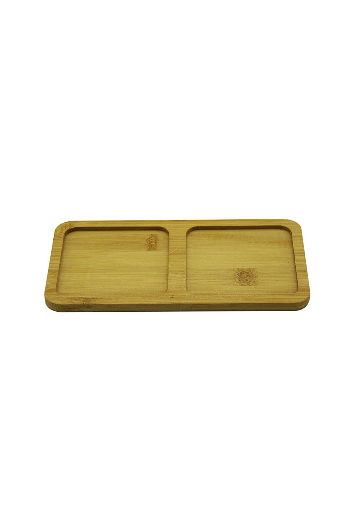 Go İthalat Di̇kd&ouml;rtgen - 2 B&ouml;lmeli̇ - 10X19.5Cm Ahşap Bambu Yağdanlık Altlık (4457)