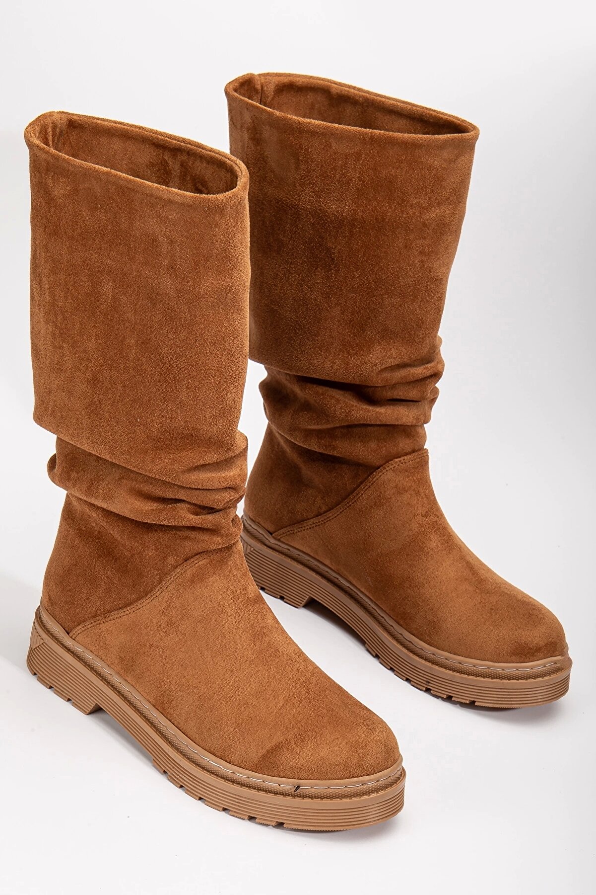 Gult Kadın Dana Süet Di̇z Altı Çi̇zme