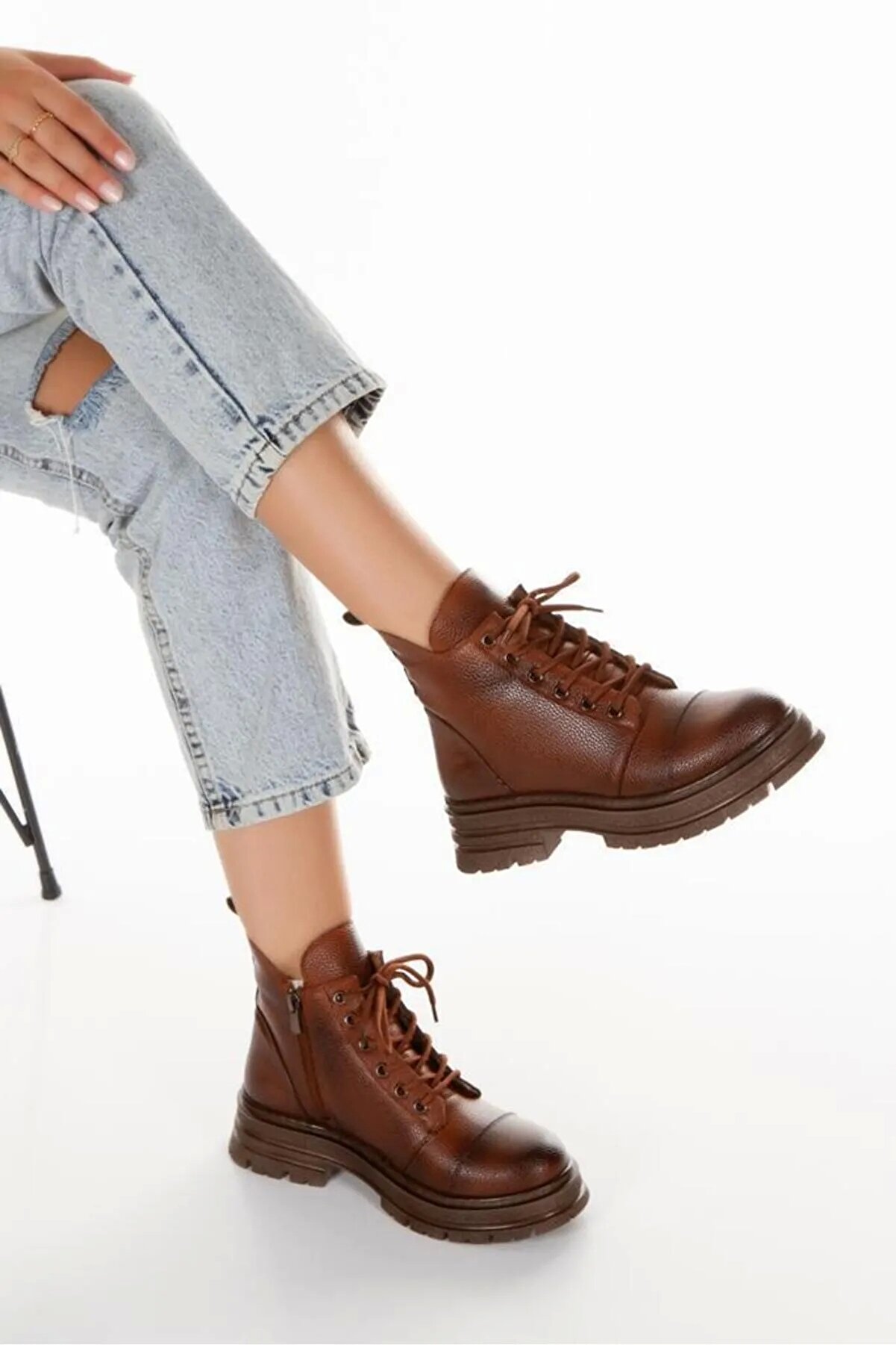 Gult Kadın Kalın Taban Postal Bot Koni̇fa -Taba