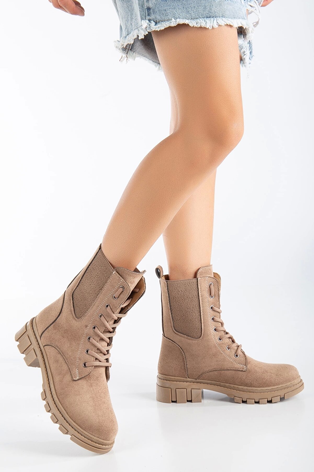 Gult Kadın Bot Lasti̇kli̇ İpli̇ Vi̇zon Süet