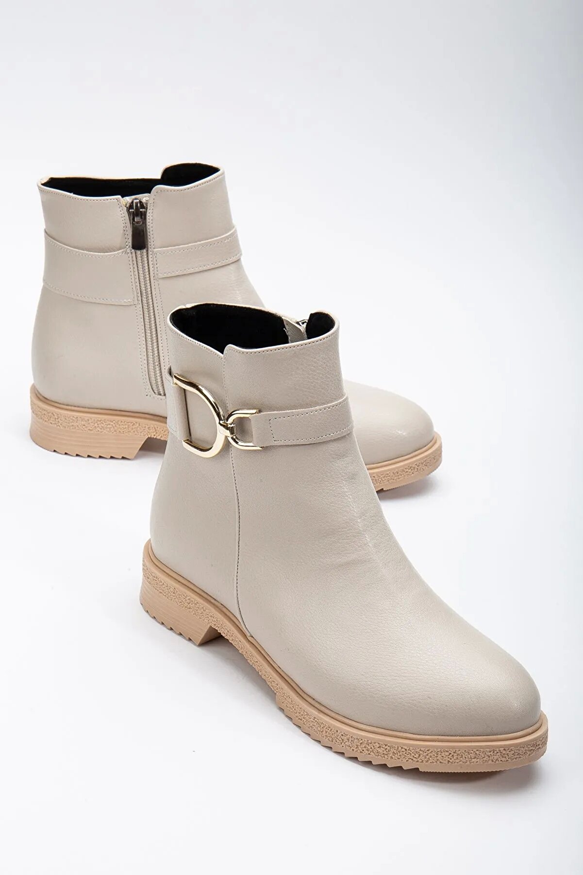 Gult Kadın Kışlık Tokalı Bot Bej