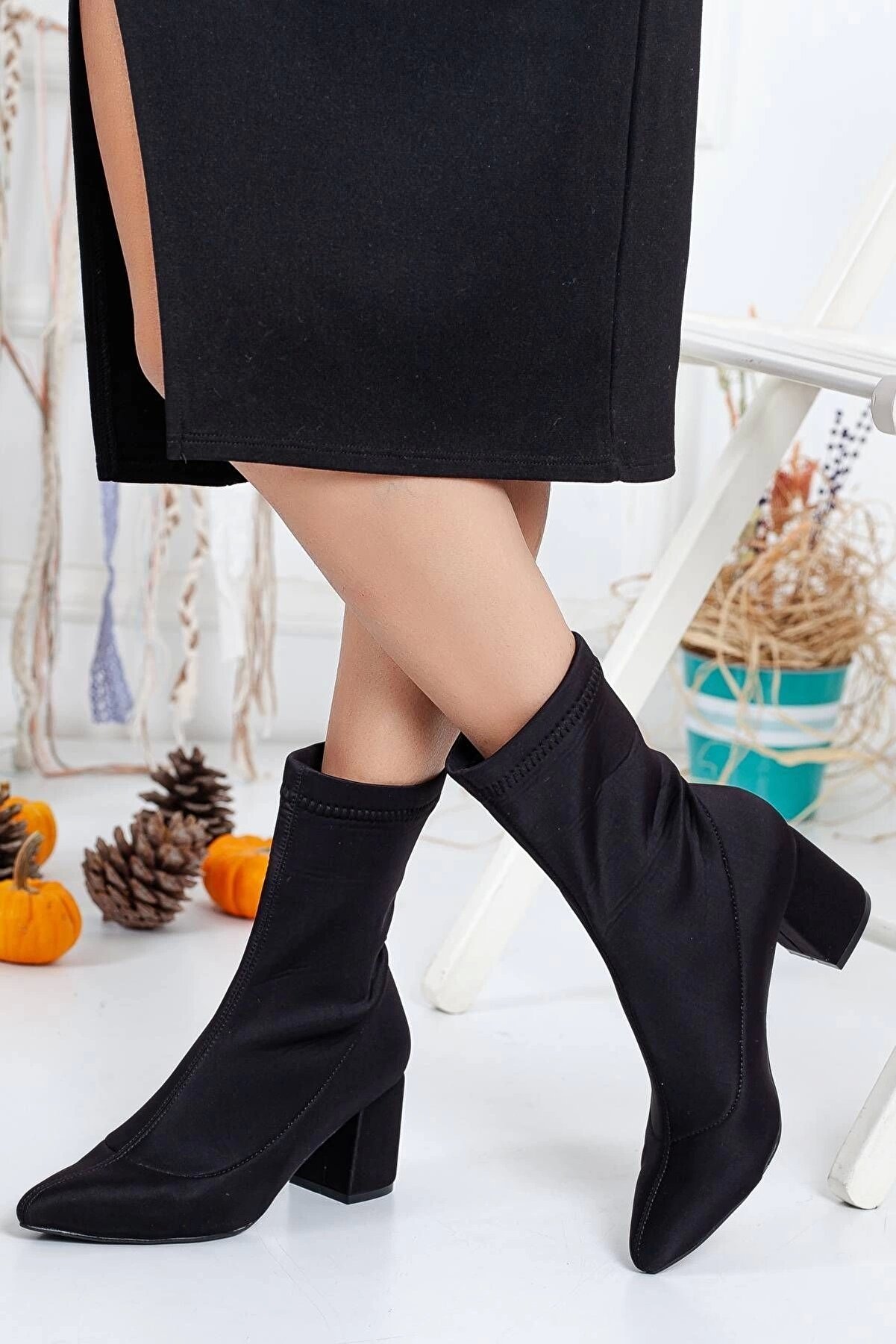 Gult Kadın Çorap Çi̇zme Bot Esnek Dalgıç Kumaşı