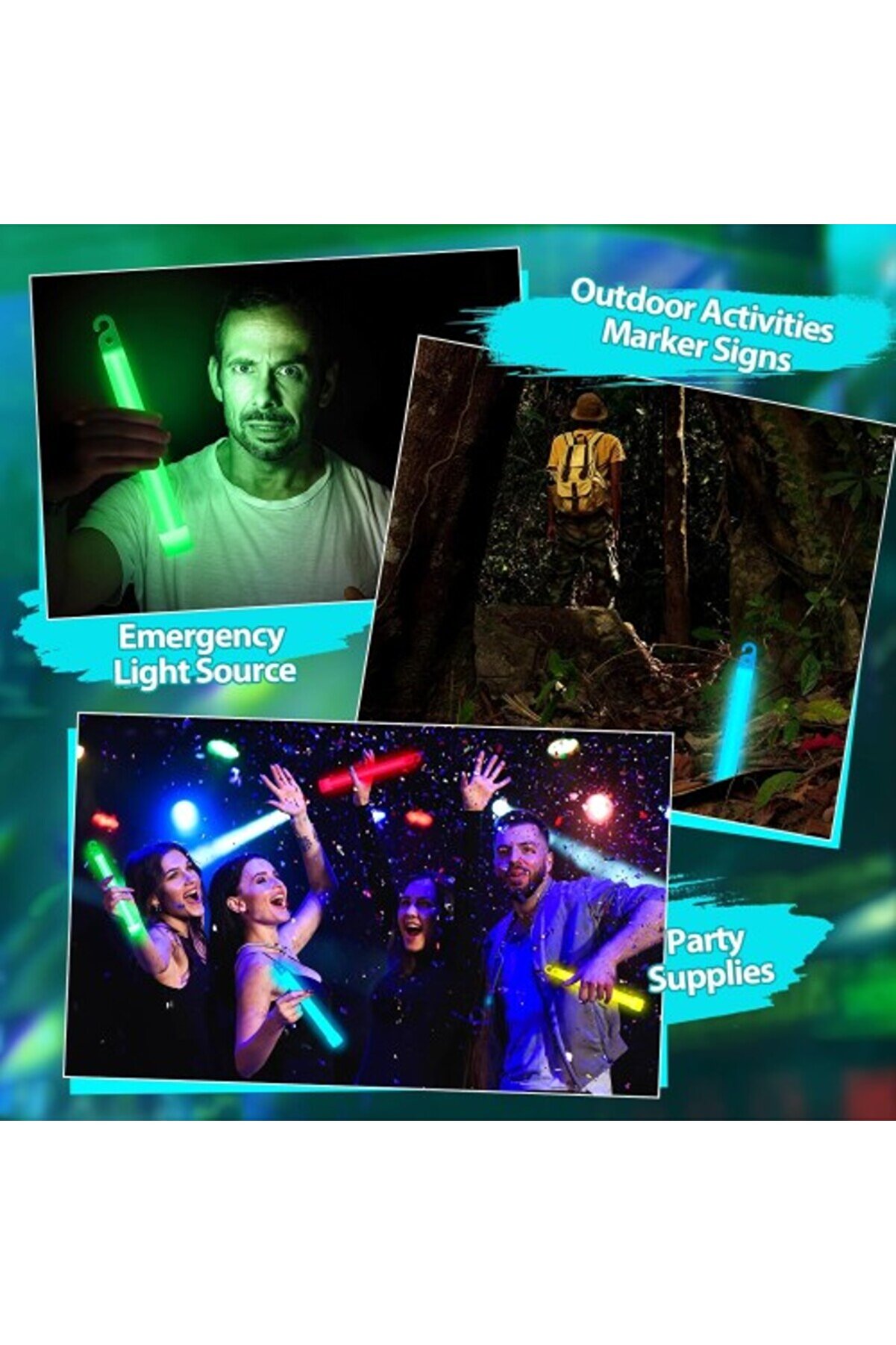 Karanlıkta Yanan Asılabi̇li̇r İp Aparatlı Glow Sti̇ck Lamba Seti̇ 15Cm