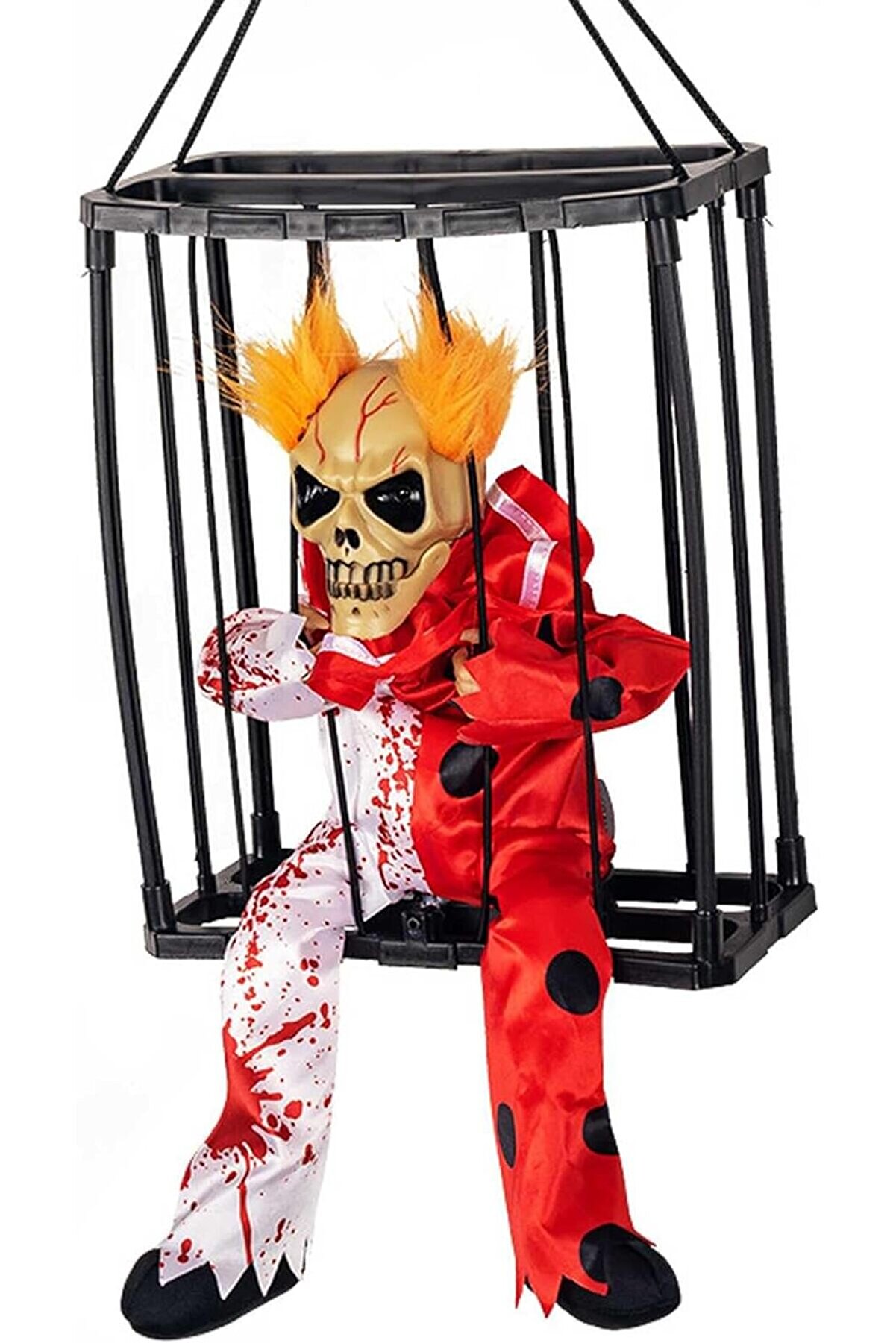 Go İthalat Hareketli̇ Sesli̇ Sens&ouml;rl&uuml; Mahkum Joker İskelet Dekorasyon 22X27 Cm (5258)