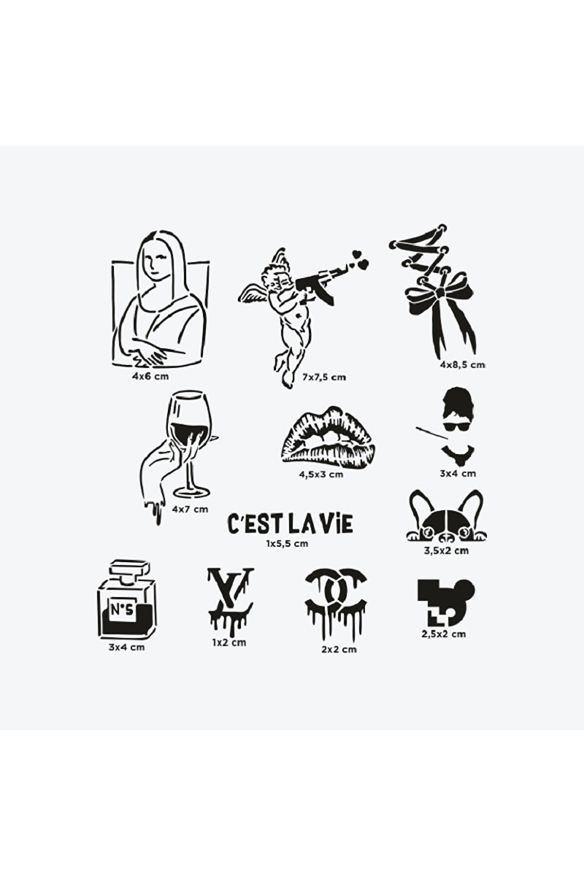 Ai̇rbrush Tattoo Pari̇s Ci̇ty Pack Spray Tattoo Ge&ccedil;i̇ci̇ D&ouml;vme Seti̇ 12 Desen 1 Sprey