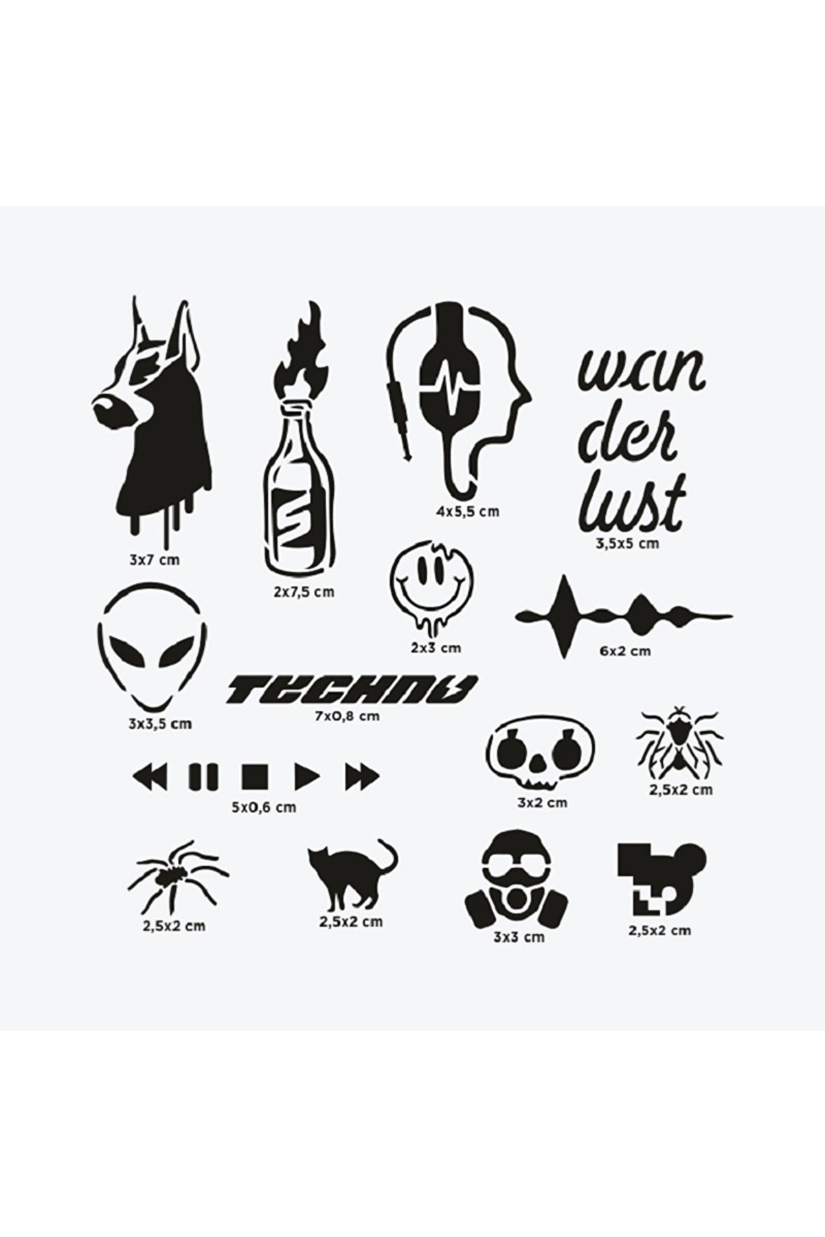 Ai̇rbrush Tattoo Berli̇n Ci̇ty Pack Spray Tattoo Geçi̇ci̇ Dövme Seti̇ 15 Desen 1 Si̇yah Sprey