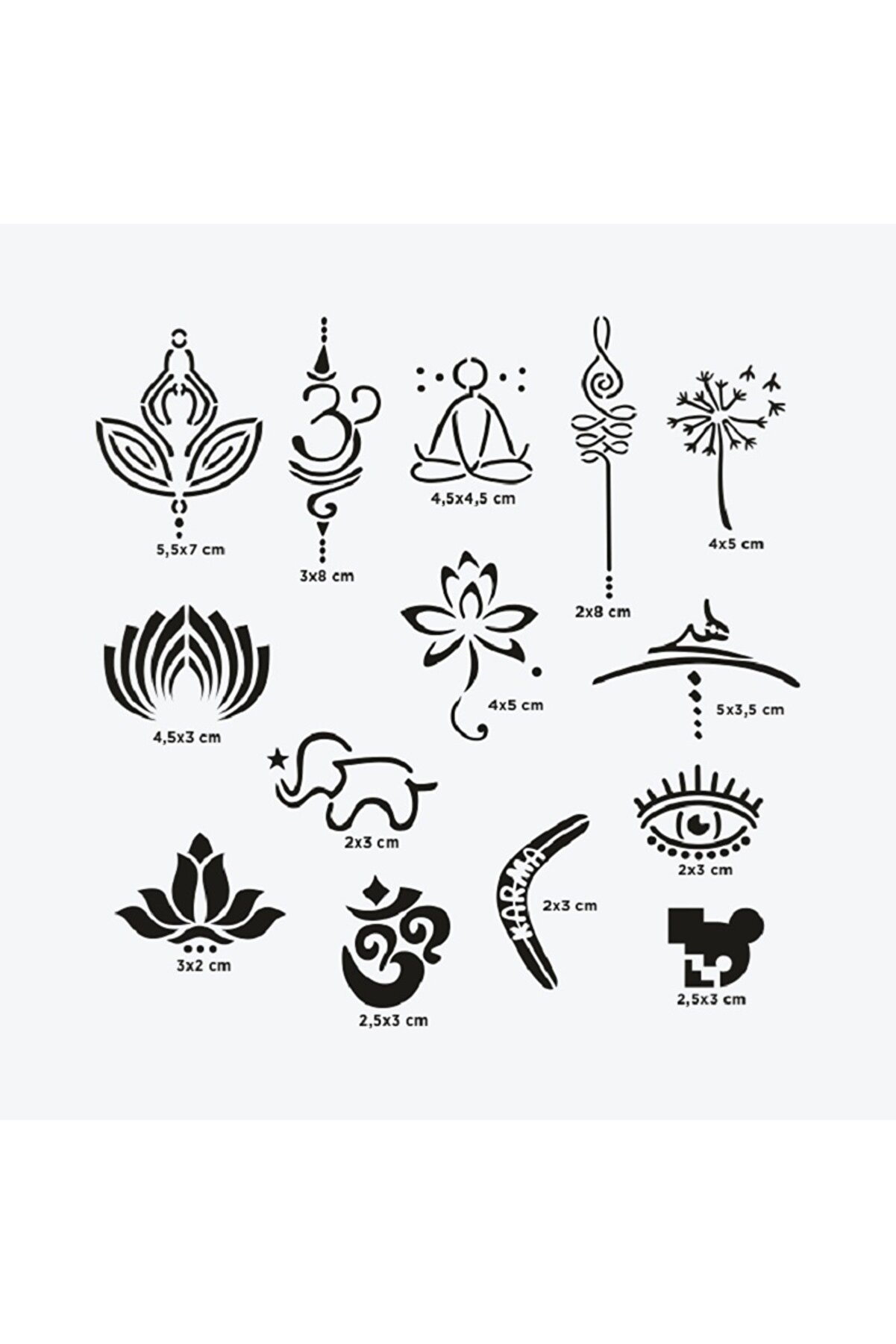 Ai̇rbrush Tattoo Goa Ci̇ty Pack Geçi̇ci̇ Dövme Şablon Seti̇ 14 Desen Spreysi̇z Sadece Şablon