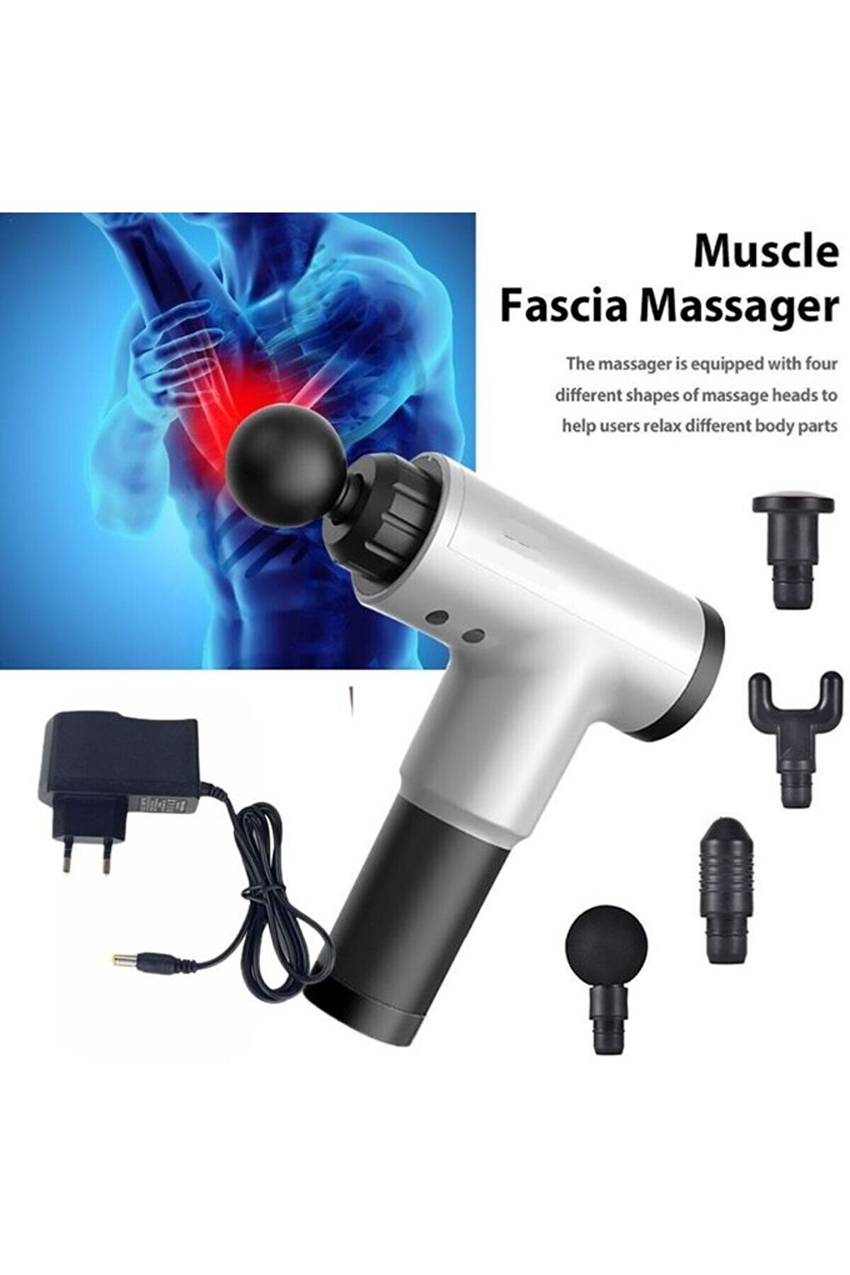 Go İthalat Kas Rahatlatıcı Şarjlı 4 Başlıklı Darbeli̇ Ti̇treşi̇mli̇ (4457)