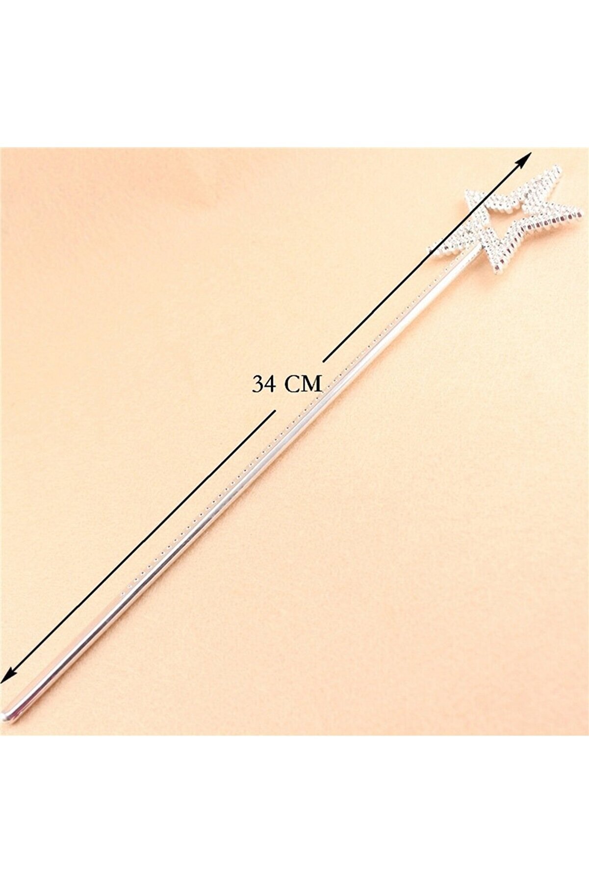 Go İthalat Yıldız Model Peri̇ Asası Melek Asası Prenses Asası Metali̇ze G&uuml;m&uuml;ş Renk (4457)