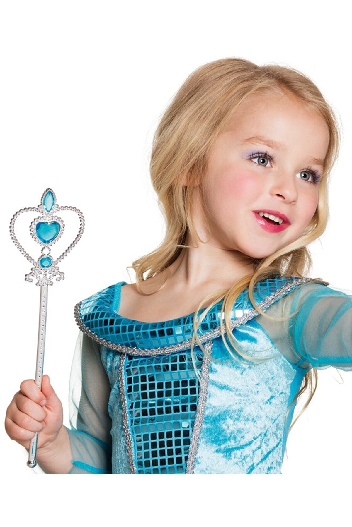 Go İthalat Mavi̇ Renk Kalp İşlemeli̇ Karlar &Uuml;lkesi̇ Elsa Asası (4457)