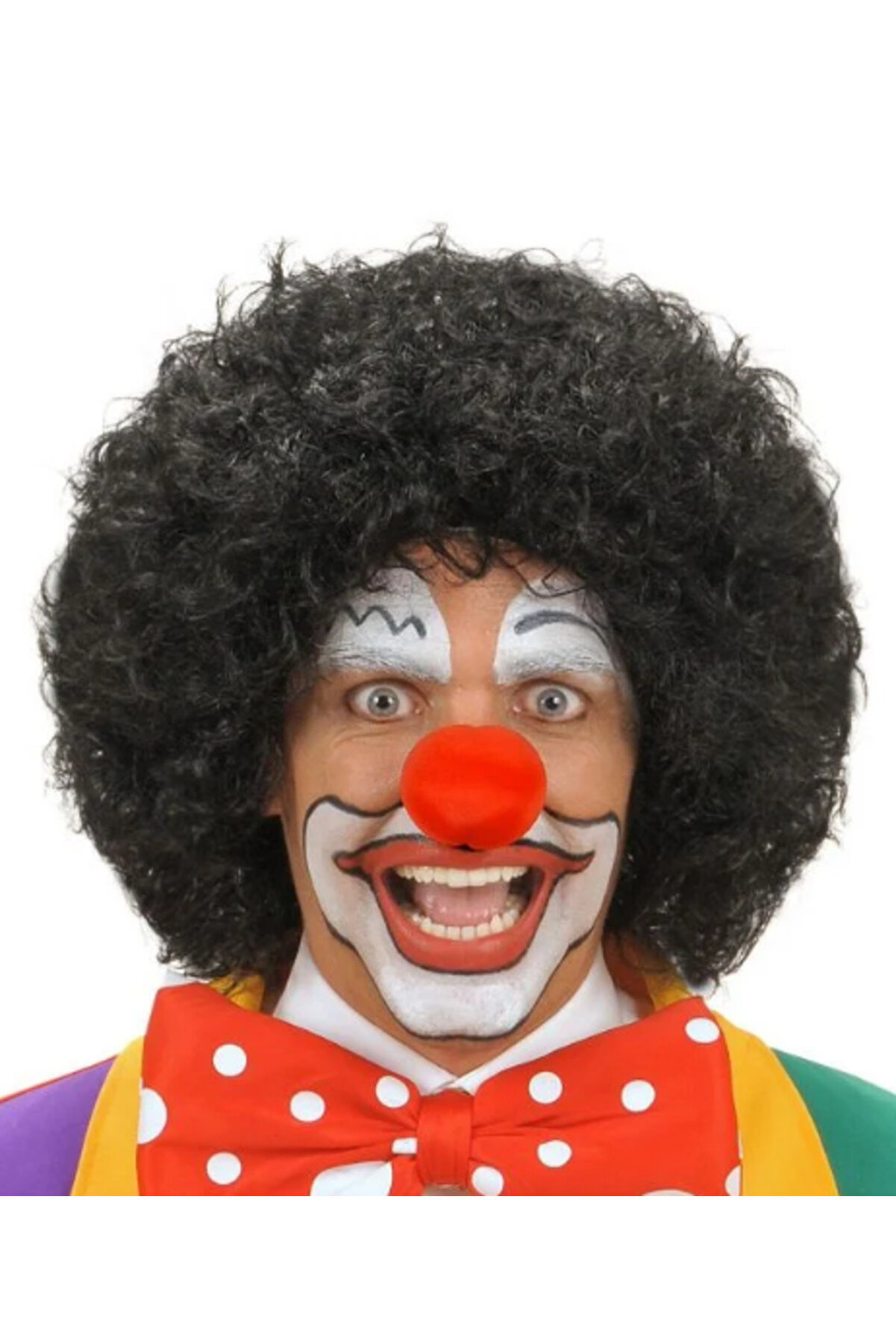 Go İthalat Si̇yah Renk Kıvırcık Afro Bonus Peruk Sa&ccedil; Ve Kırmızı S&uuml;nger Burun Seti̇ (4457)