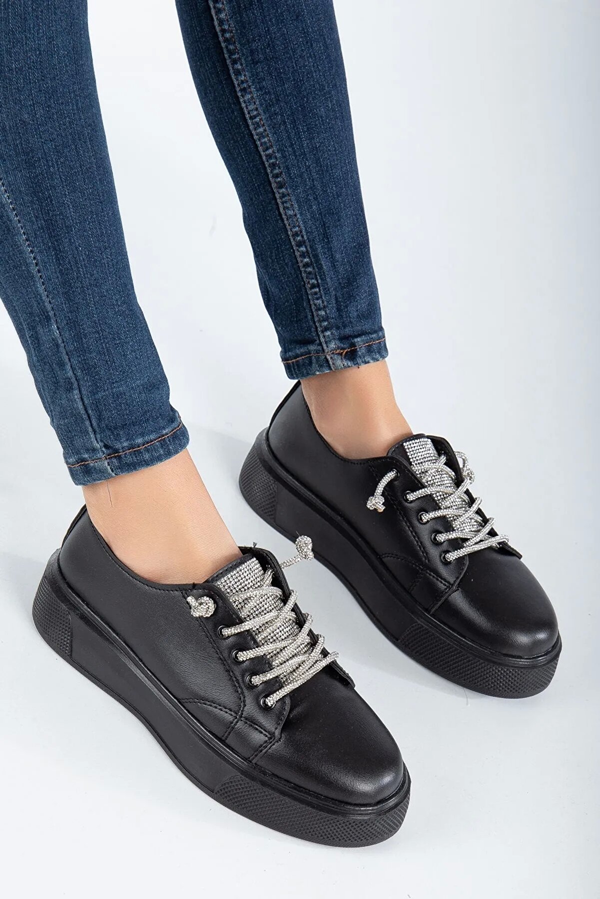 Gult Kadın Sneaker Taşlı