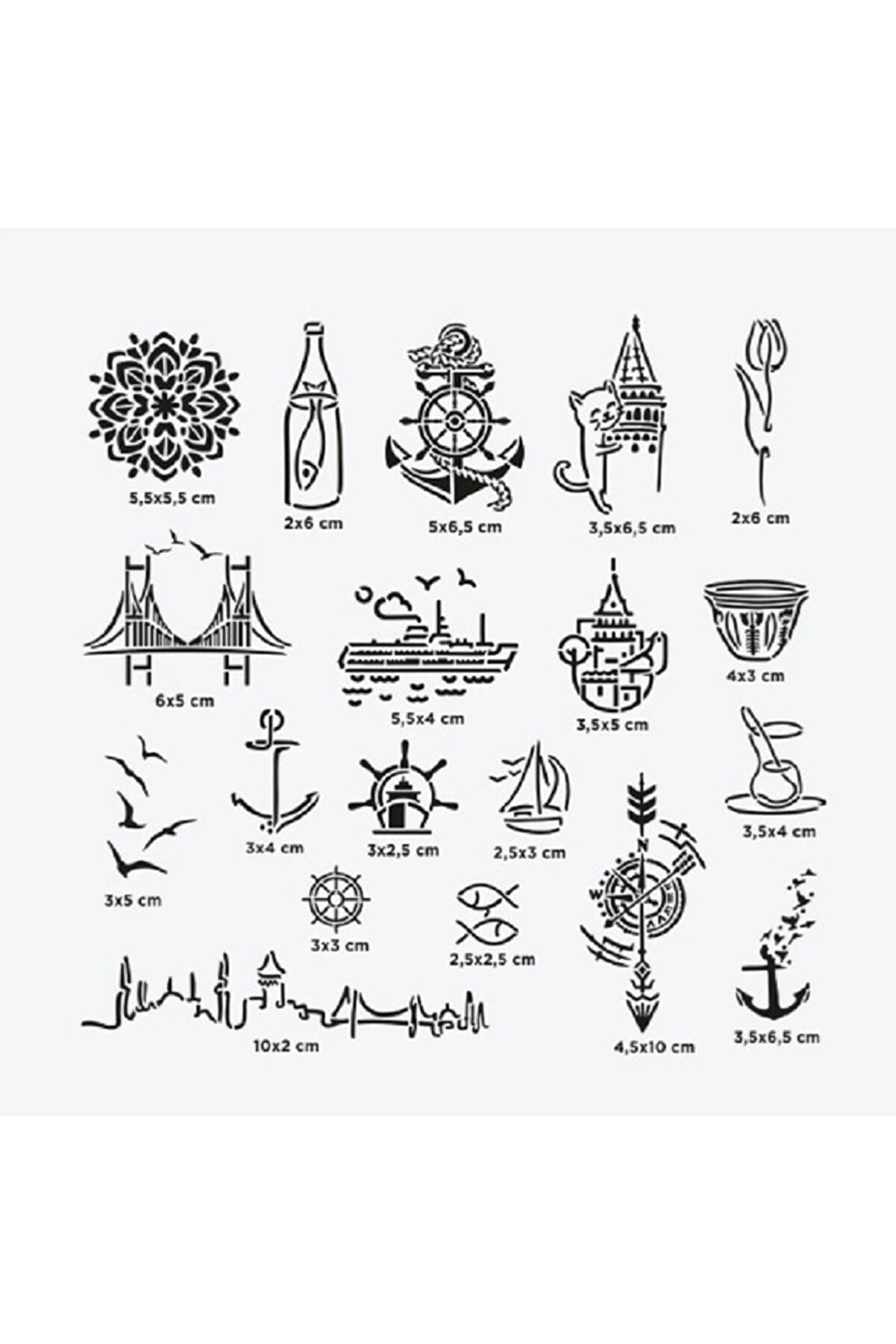 Ai̇rbrush Tattoo İstanbul Ci̇ty Pack Spray Tattoo Geçi̇ci̇ Dövme Seti̇ 19 Desen 1 Si̇yah Sprey