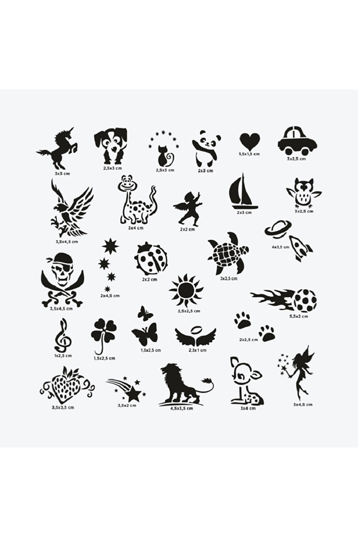 Ai̇rbrush Tattoo Wonderland Ci̇ty Pack Geçi̇ci̇ Dövme Şablon Seti̇ 28 Desen Spreysi̇z Sadece Şablon