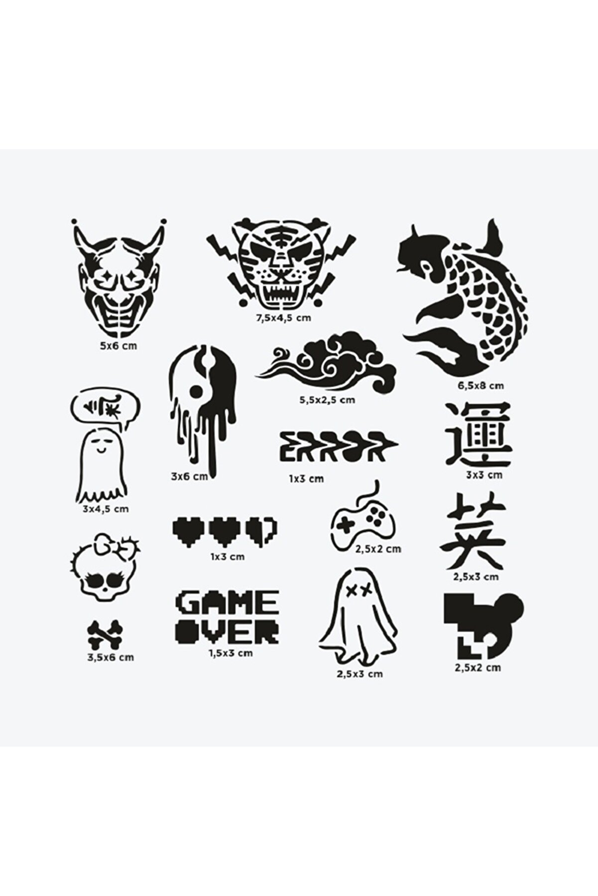 Ai̇rbrush Tattoo Tokyo Ci̇ty Pack Spray Tattoo Geçi̇ci̇ Dövme Seti̇ 16 Desen 1 Sprey