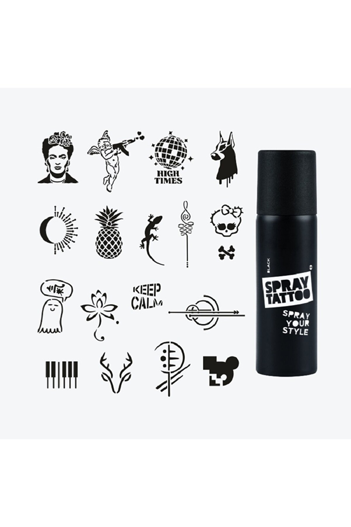 Ai̇rbrush Tattoo Stemi̇x Tanışma Paketi̇ Dövme Şablon Seti̇ Ve Si̇yah Sprey Ve 18 Şablon