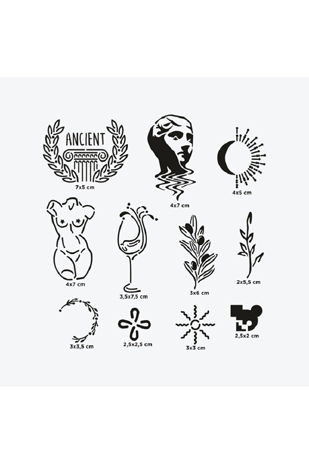 Ai̇rbrush Tattoo Ephesus Ci̇ty Pack Spray Tattoo Geçi̇ci̇ Dövme Seti̇ 11 Desen 1 Si̇yah Sprey