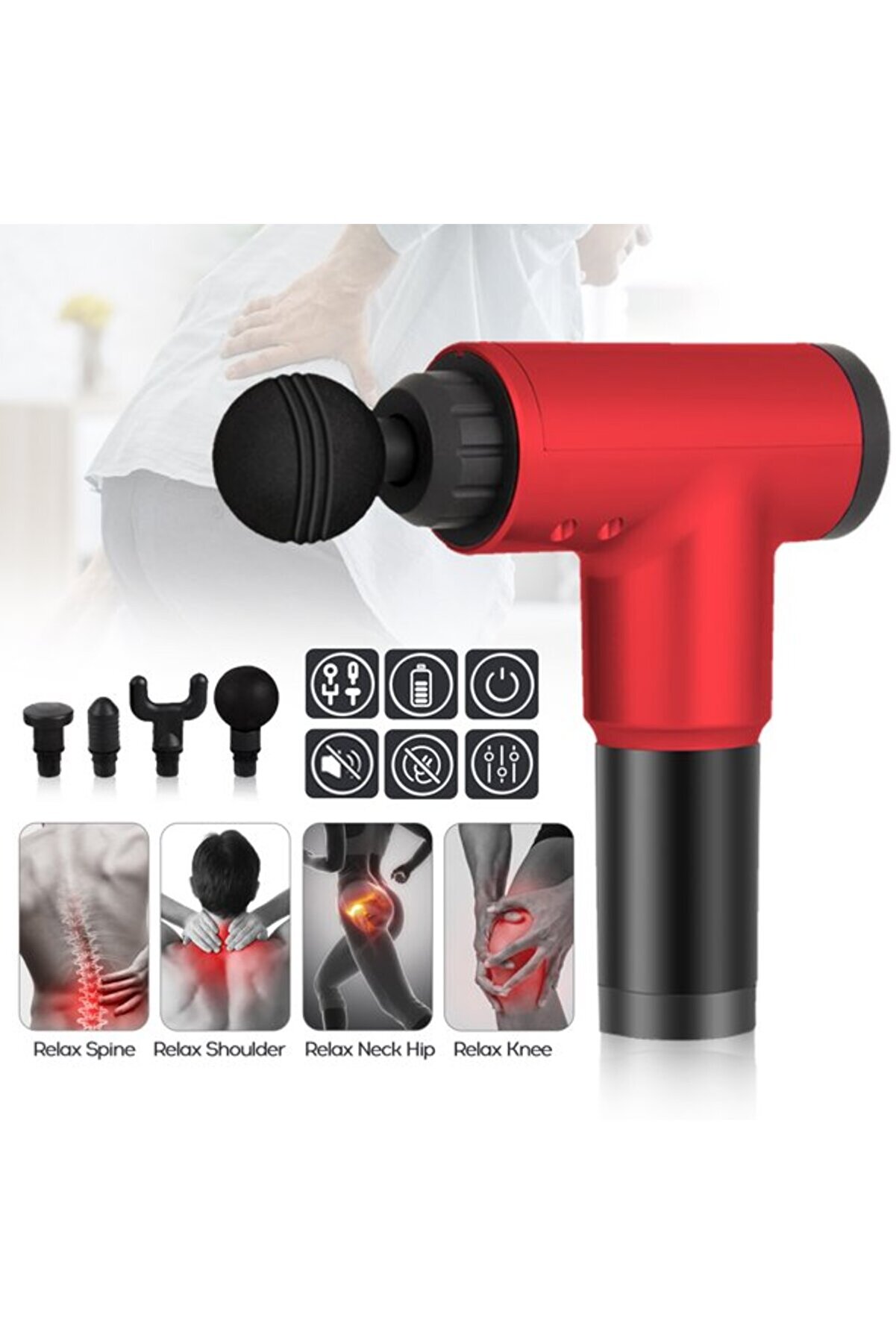 Go İthalat 4 Başlıklı Ti̇treşi̇mli̇ Yoğurmalı 6 Fonksi̇yonlu Masaj Aleti̇ (4457)