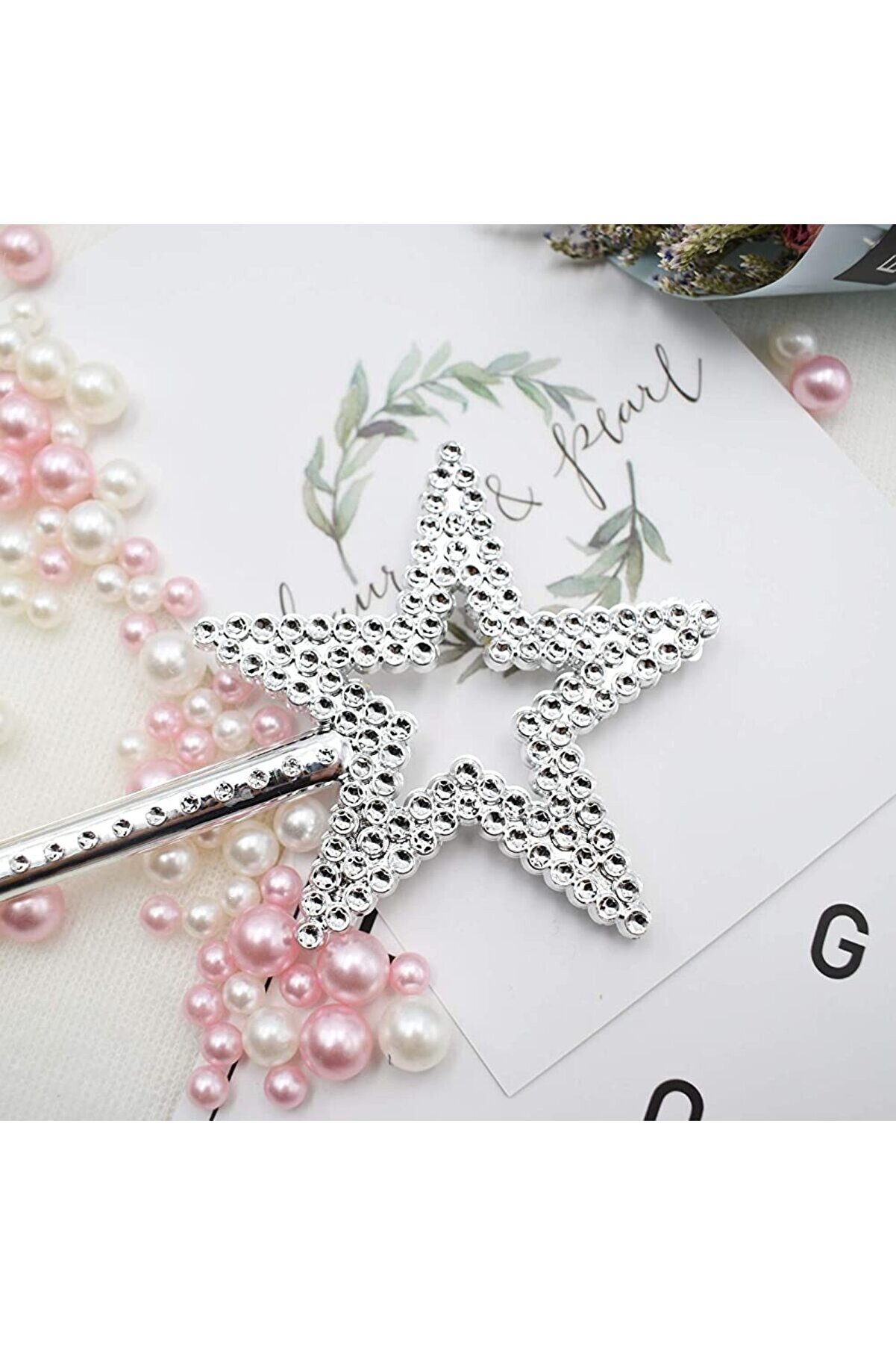 Go İthalat Yıldız Model Peri̇ Asası Melek Asası Prenses Asası Metali̇ze G&uuml;m&uuml;ş Renk (4457)