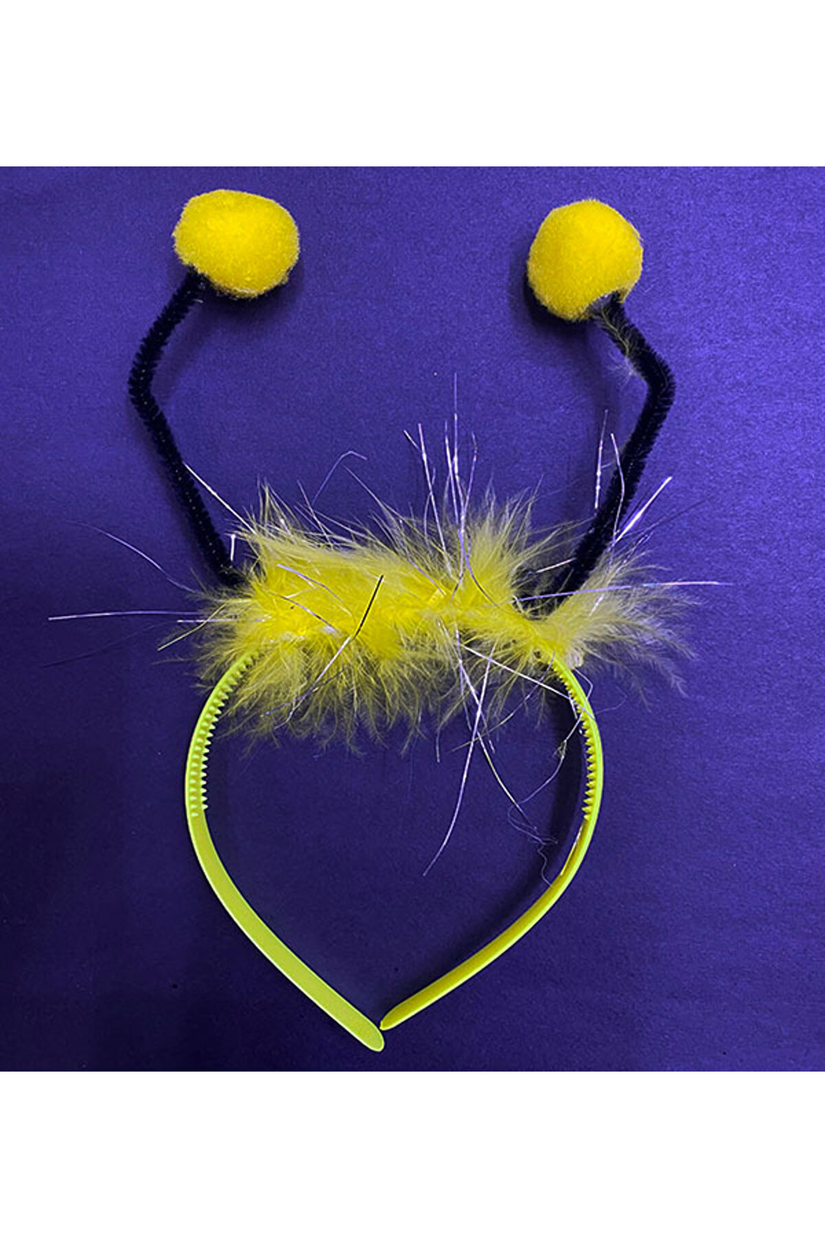 Go İthalat Sarı Ponponlu G&ouml;steri̇ler İ&ccedil;i̇n Plasti̇k Arı Maya Tacı (5258)