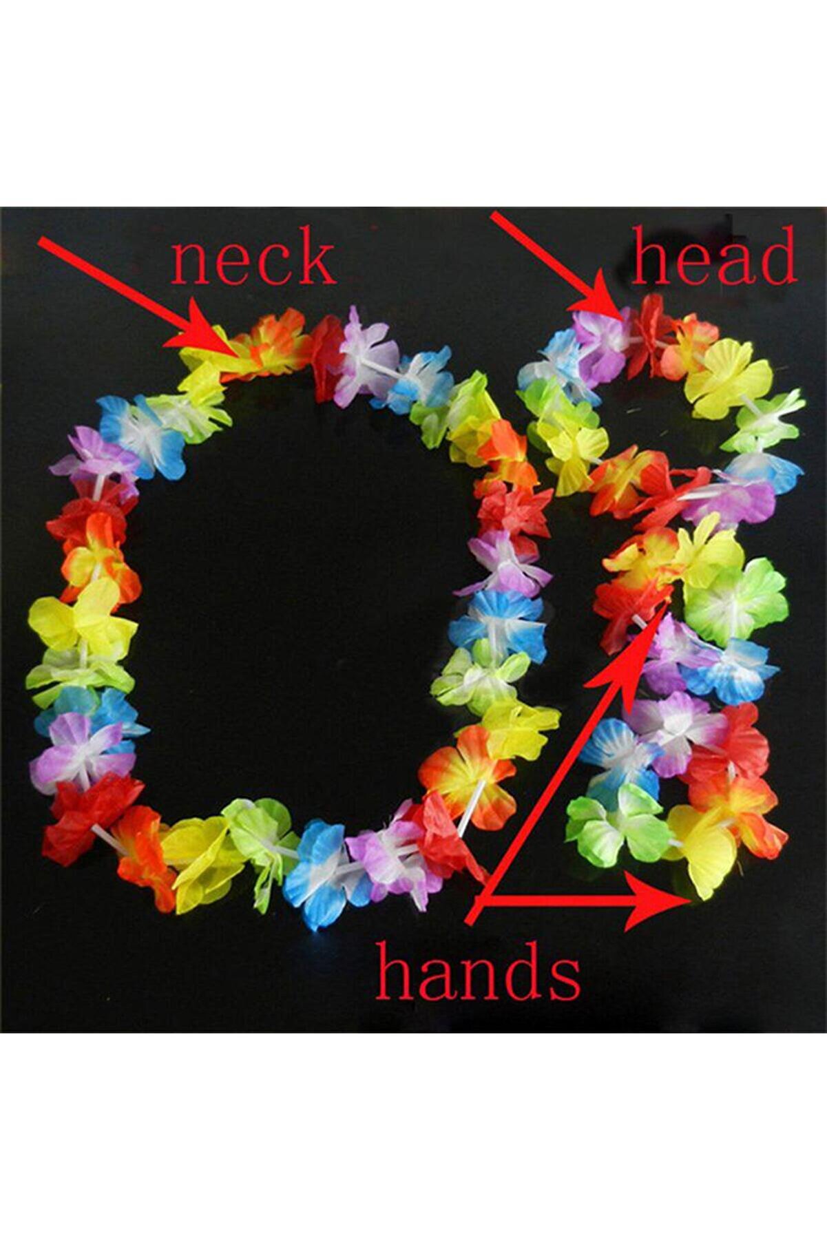 Go İthalat Rengarenk Hawai̇i̇ Kolye Ta&ccedil; Bi̇lekli̇k Seti̇ 4 Par&ccedil;a (4457)