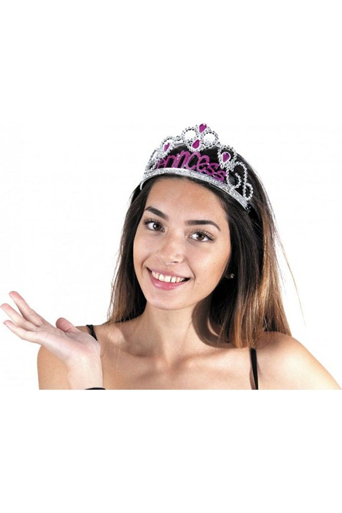 Go İthalat G&uuml;m&uuml;ş Renk Prenses Yazılı Parti̇ Tacı 60 Cm (5258)