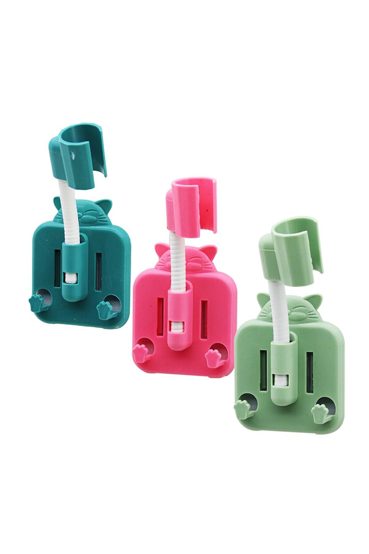 Go İthalat Renkli̇ Plasti̇k - Oturan Kedi̇ Fi̇g&uuml;rl&uuml; Duş Askısı 4 Y&ouml;n Oynar Başlık