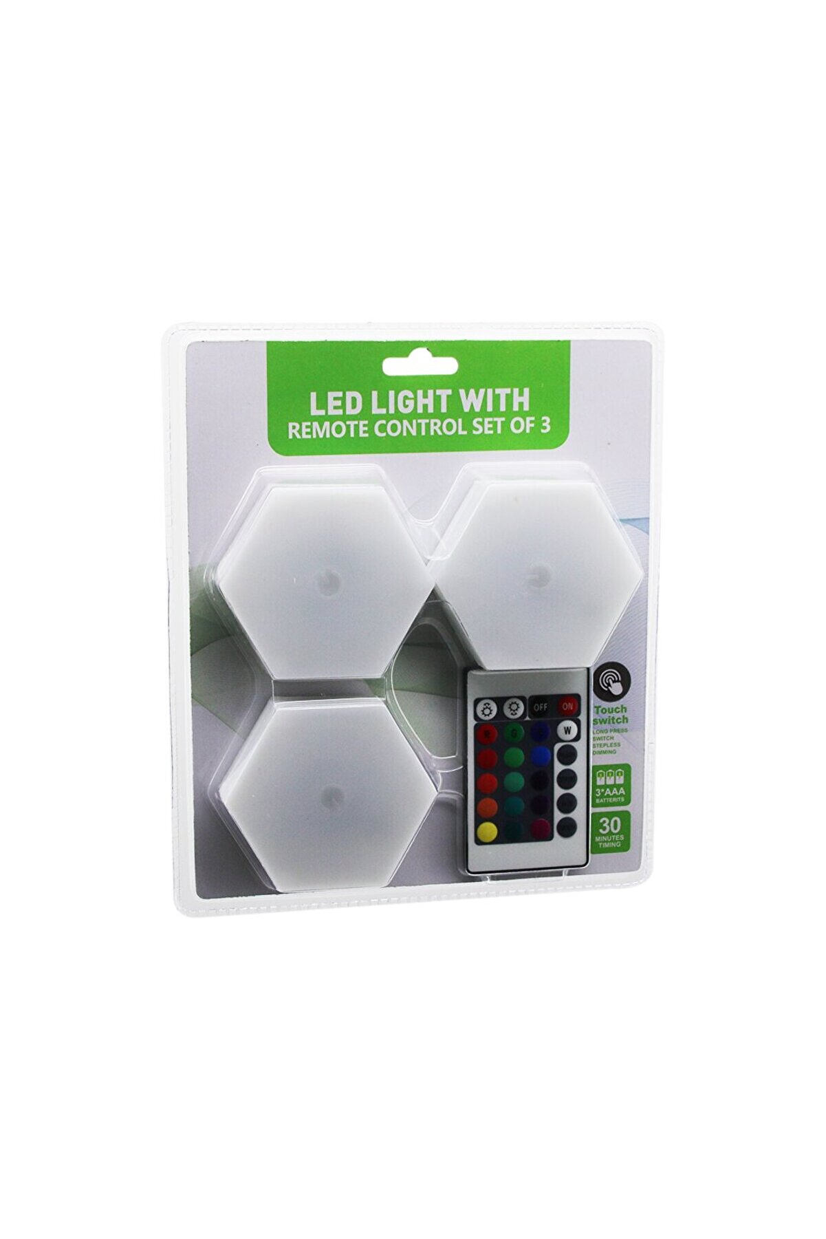 Go İthalat 3Pcs - Altıgen - Rgb Kumandalı - Pi̇lli̇ - Dokunmati̇k Lamba Seti̇ 6 Led (4457)