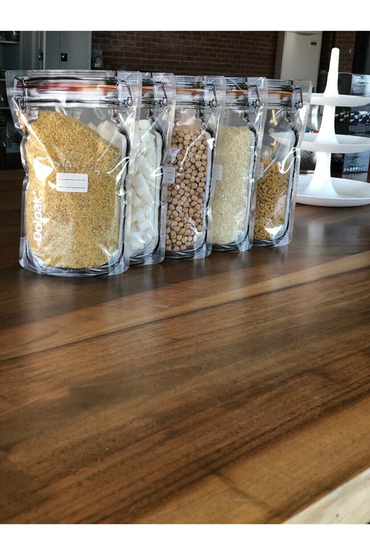 Se&ccedil;ki̇n Trend Kavanoz G&ouml;r&uuml;n&uuml;ml&uuml; Ki̇li̇tli̇ Saklama Poşeti̇ &Ccedil;ıt&ccedil;ıtlı Ve Prati̇k Torba 10 Adet