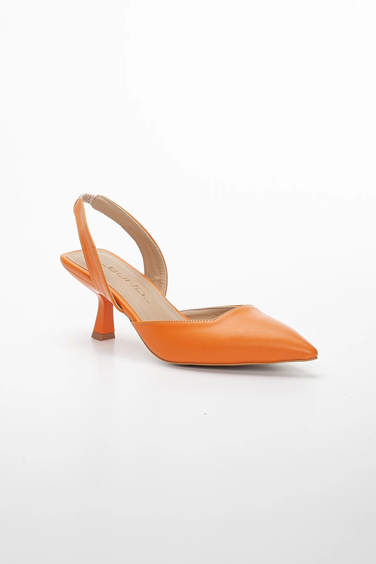 Gult Kadın 5 Cm Özel Topuklu Si̇vri̇ Ayakkabı Ni̇şantaşı Turuncu