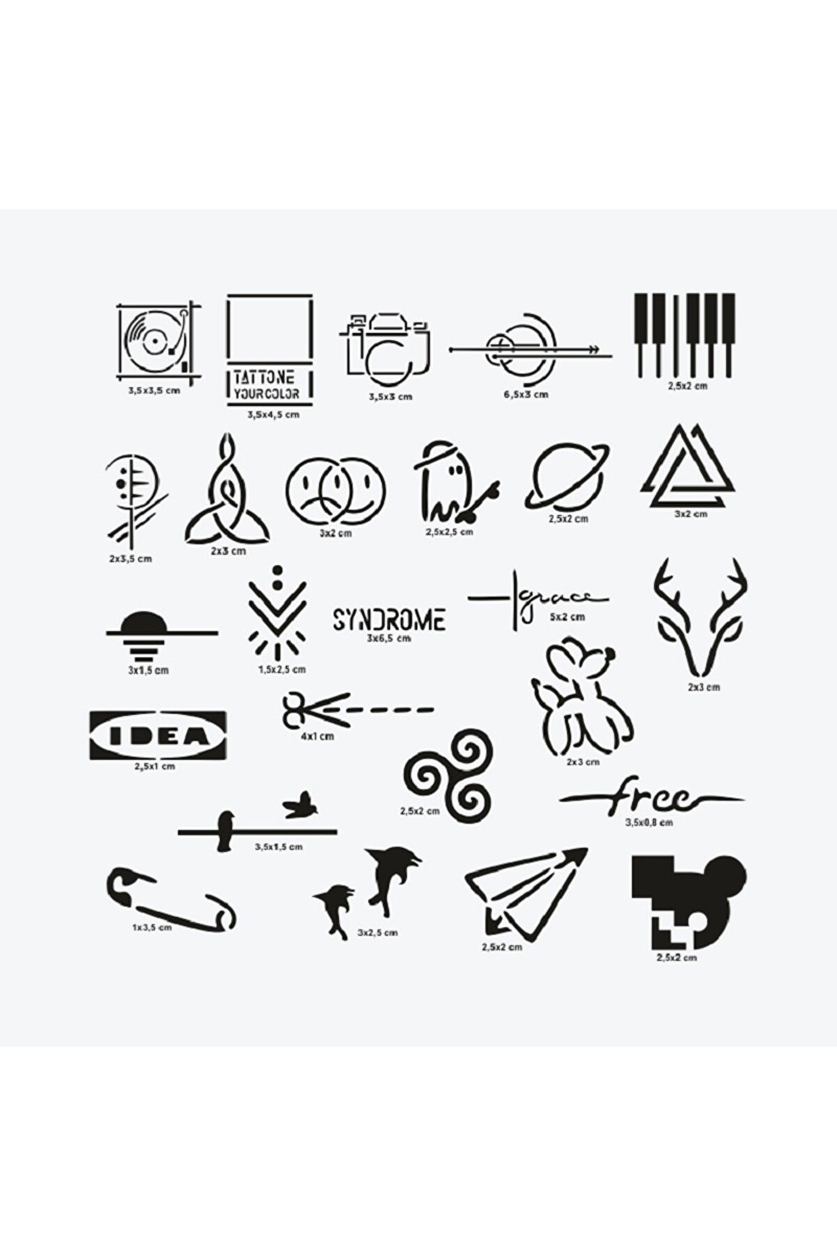 Ai̇rbrush Tattoo Stockholm Ci̇ty Pack Spray Tattoo Ge&ccedil;i̇ci̇ D&ouml;vme Seti̇ 26 Desen 1 Si̇yah Sprey