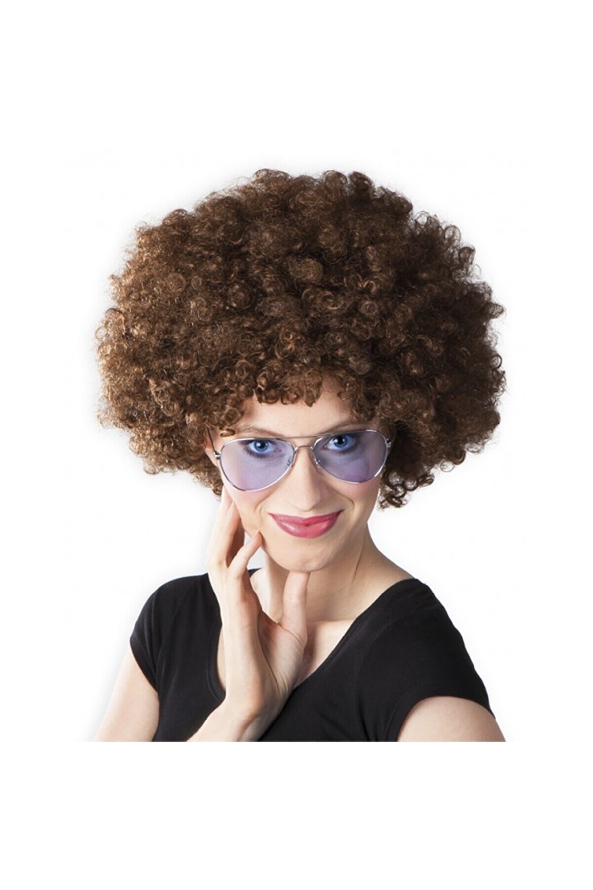 Go İthalat Kahve Renk Kıvırcık Afro Bonus Peruk (5258)