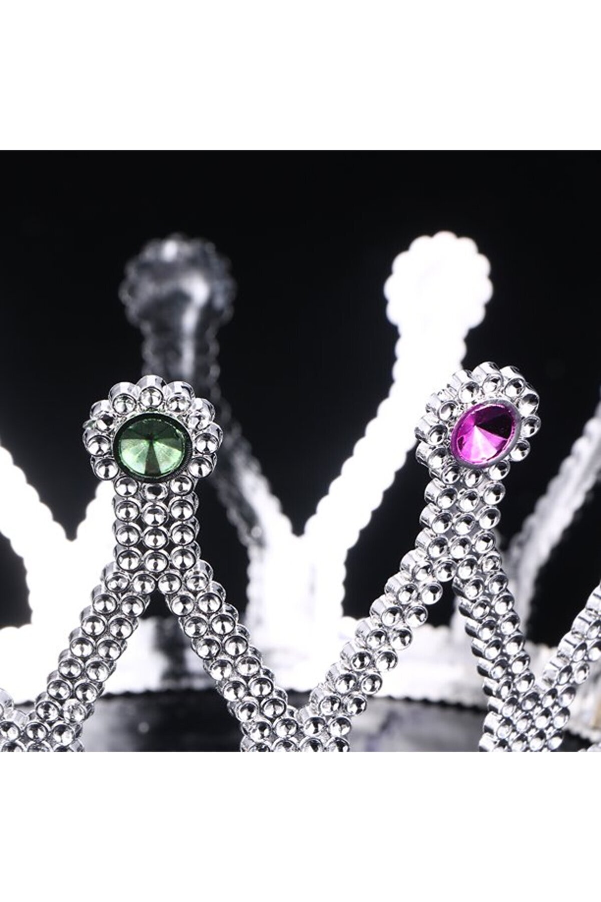 Go İthalat G&uuml;m&uuml;ş Renk &Ccedil;ocuk Ve Yeti̇şki̇n Uyumlu Krali̇&ccedil;e Tacı Prenses Tacı 8X25 Cm (4457)