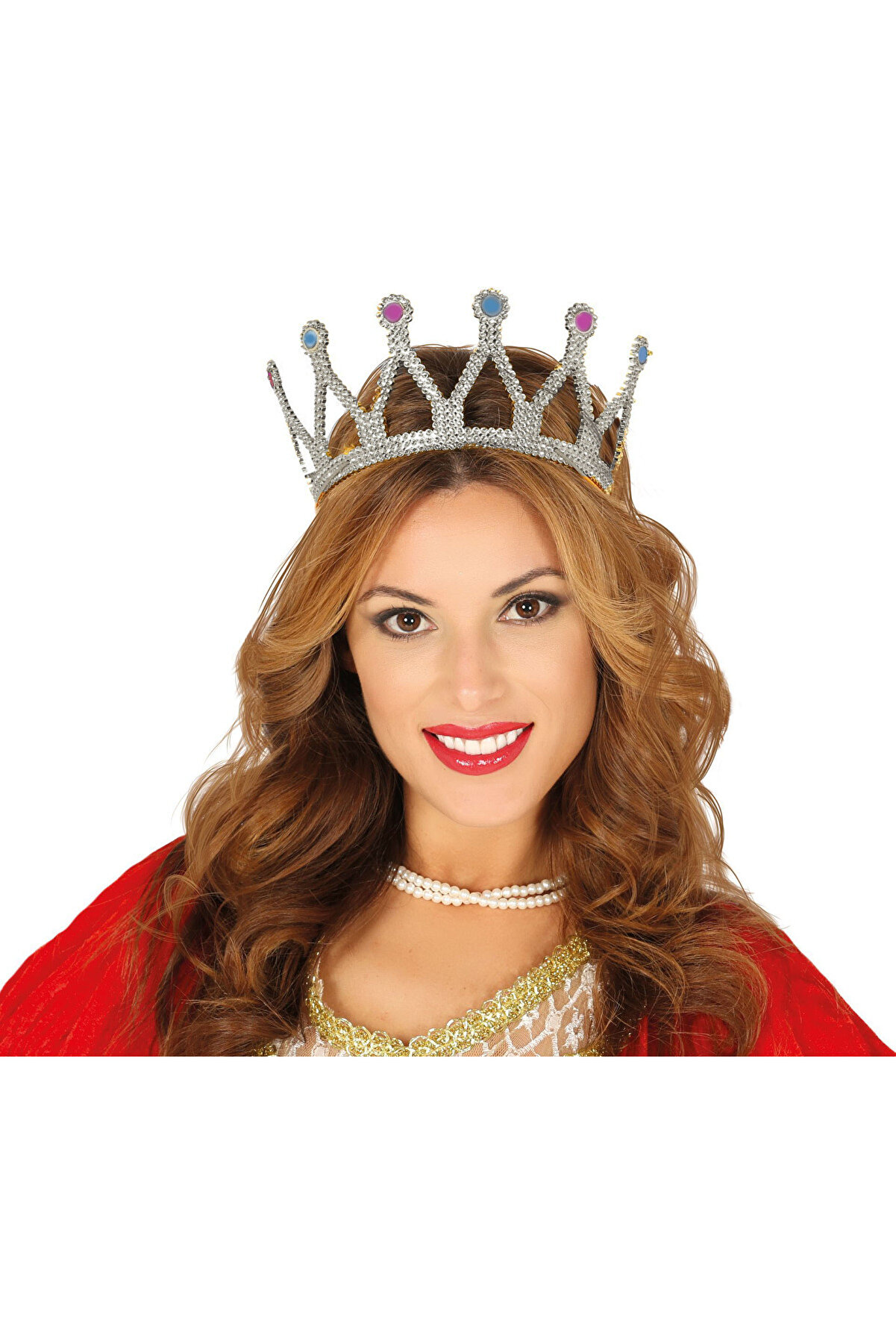 Go İthalat G&uuml;m&uuml;ş Renk &Ccedil;ocuk Ve Yeti̇şki̇n Uyumlu Krali̇&ccedil;e Tacı Prenses Tacı 8X25 Cm (4457)