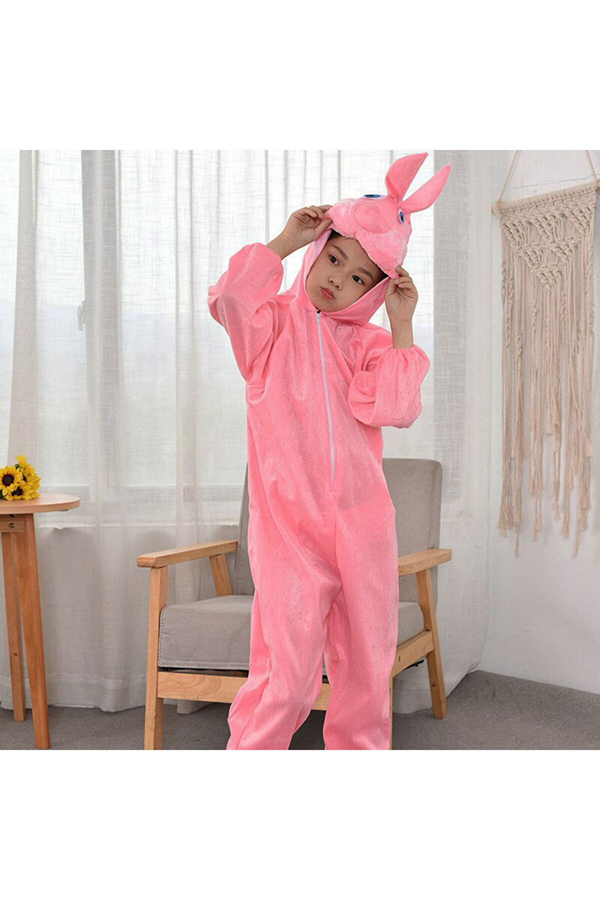 Go İthalat &Ccedil;ocuk Tavşan Kost&uuml;m&uuml; Pembe Renk 2-3 Yaş 80 Cm (4457)