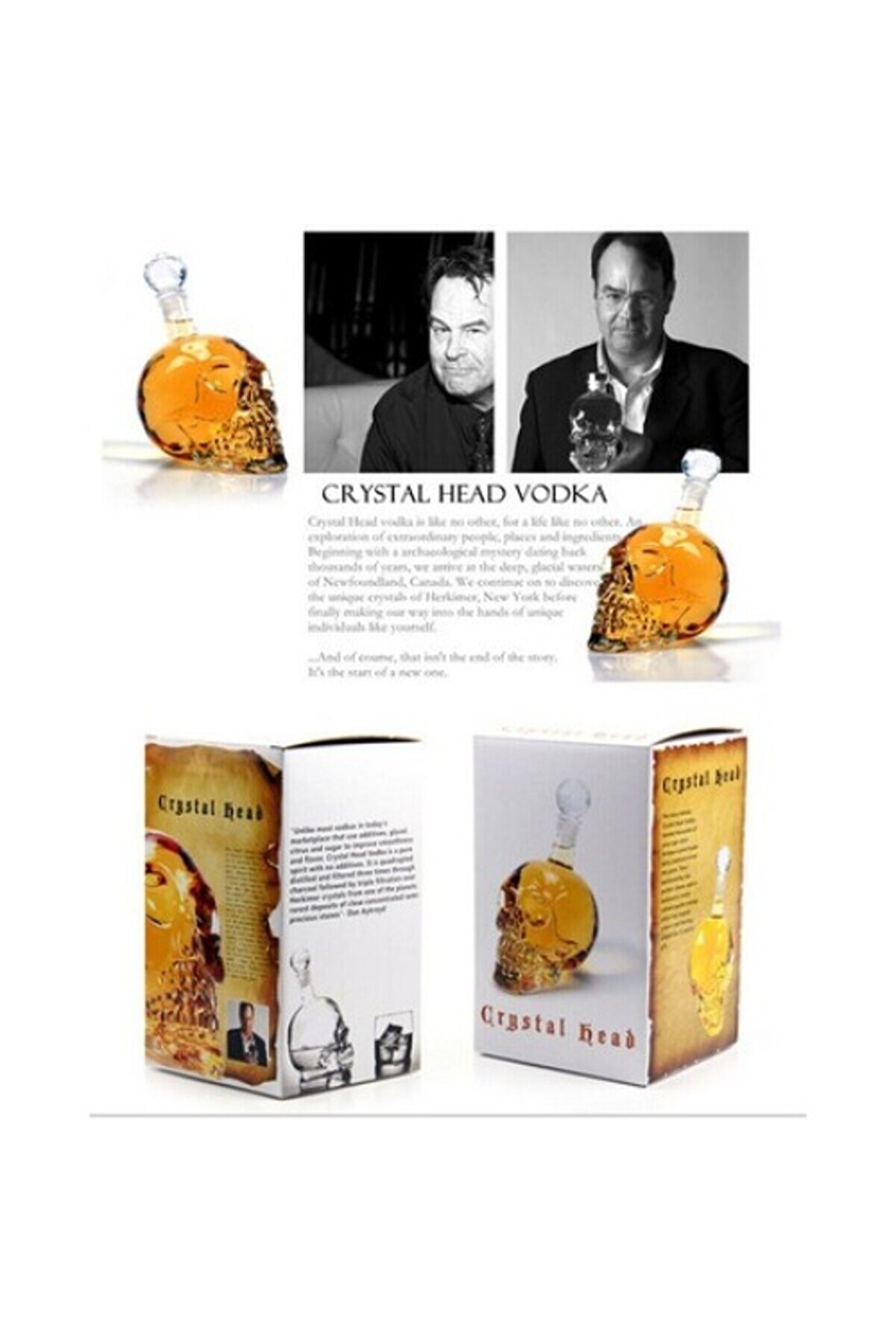 evimdeyokyok 1000 ml Crystal Head Kuru Kafa İçki Şişesi