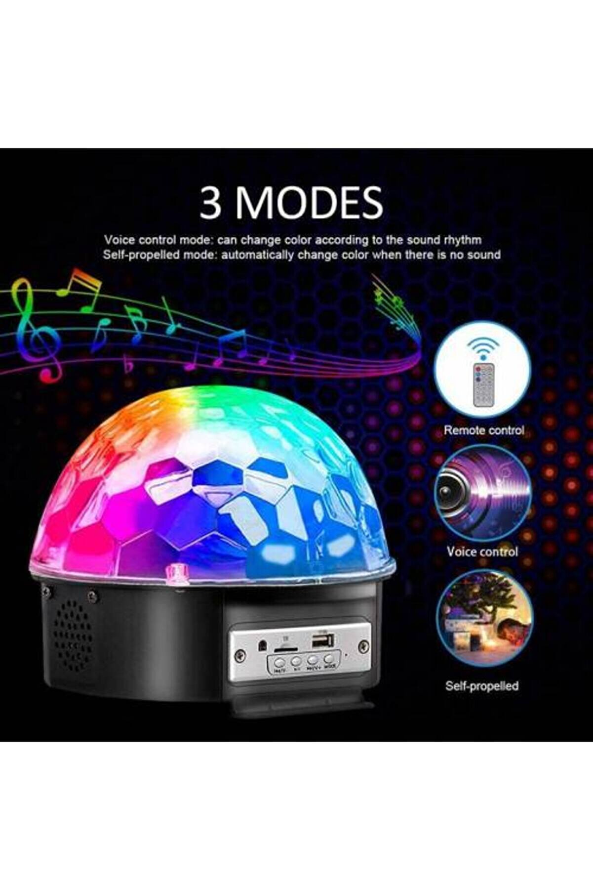 Go İthalat Bluetooth Sd Aux Usb Led Di̇sko Lamba Topu Speaker (4457)