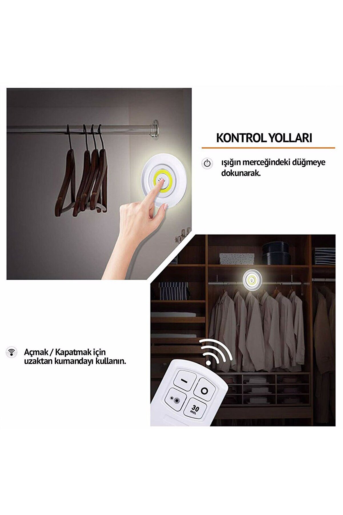 Go İthalat Uzaktan Kumandalı Yapışkanlı Led Spot Lamba (4457)