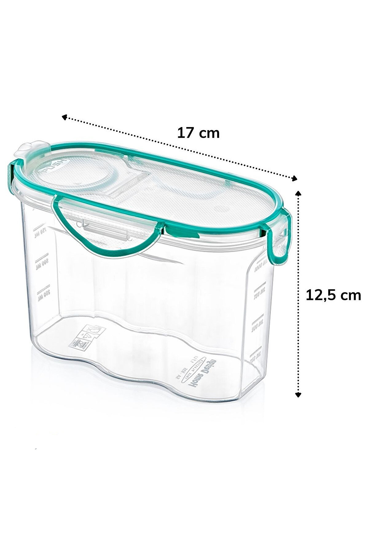 Go İthalat Ki̇li̇tli̇ Kapaklı Contalı Hava,Su Sıvı Ge&ccedil;i̇rmez 1,2 Li̇tre Erzak Saklama Kabı-Sa580 (4457)
